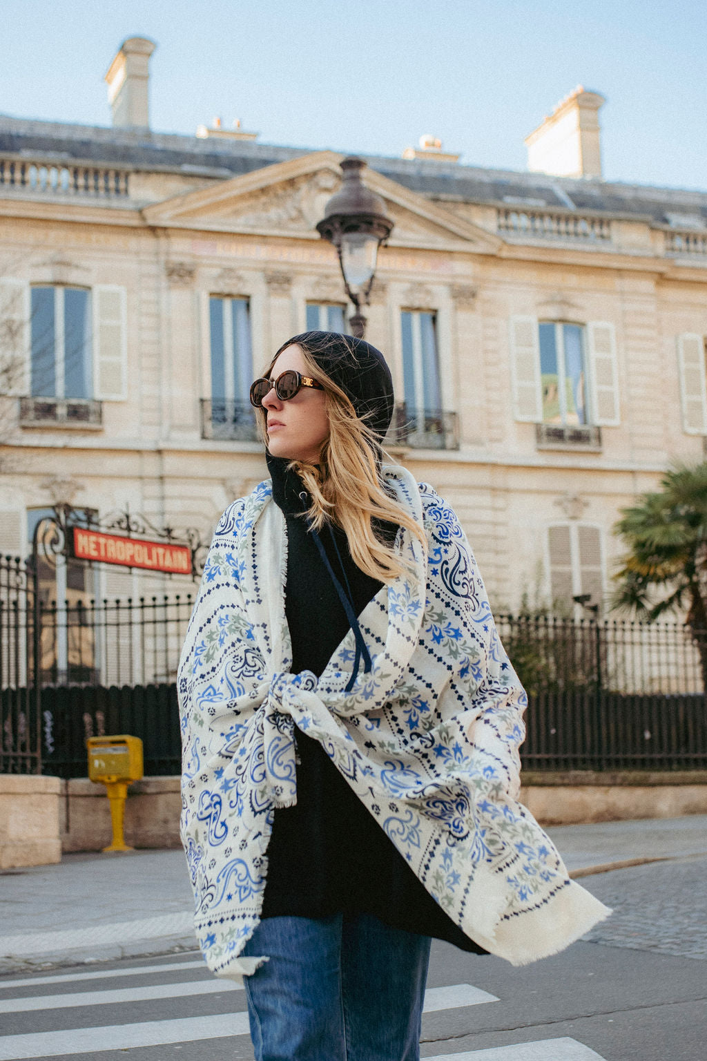Large bandana scarf Lisboa blue cash