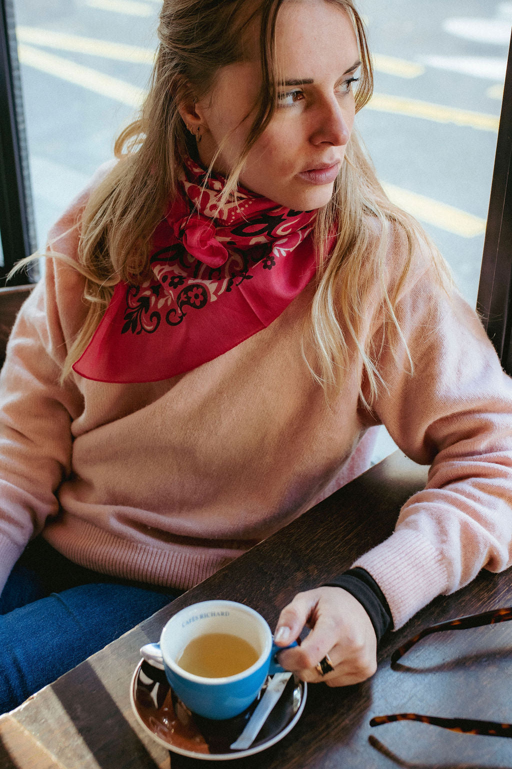 Large Foulard bandana Fuchsia coton