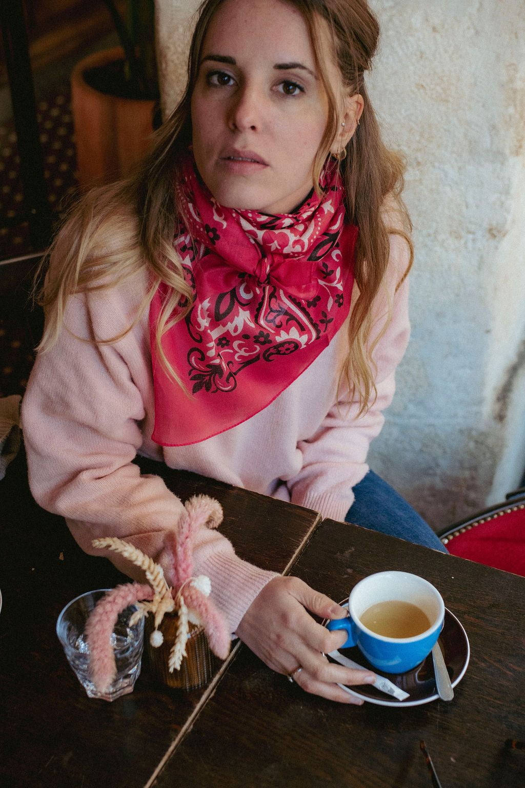 Large Foulard bandana Fuchsia coton