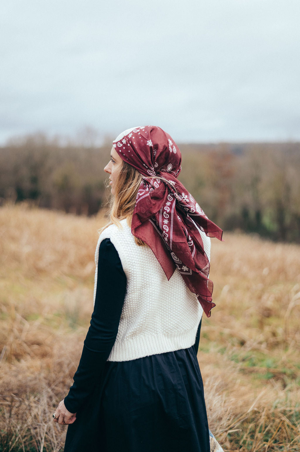 Bandana Flocon bordeaux coton