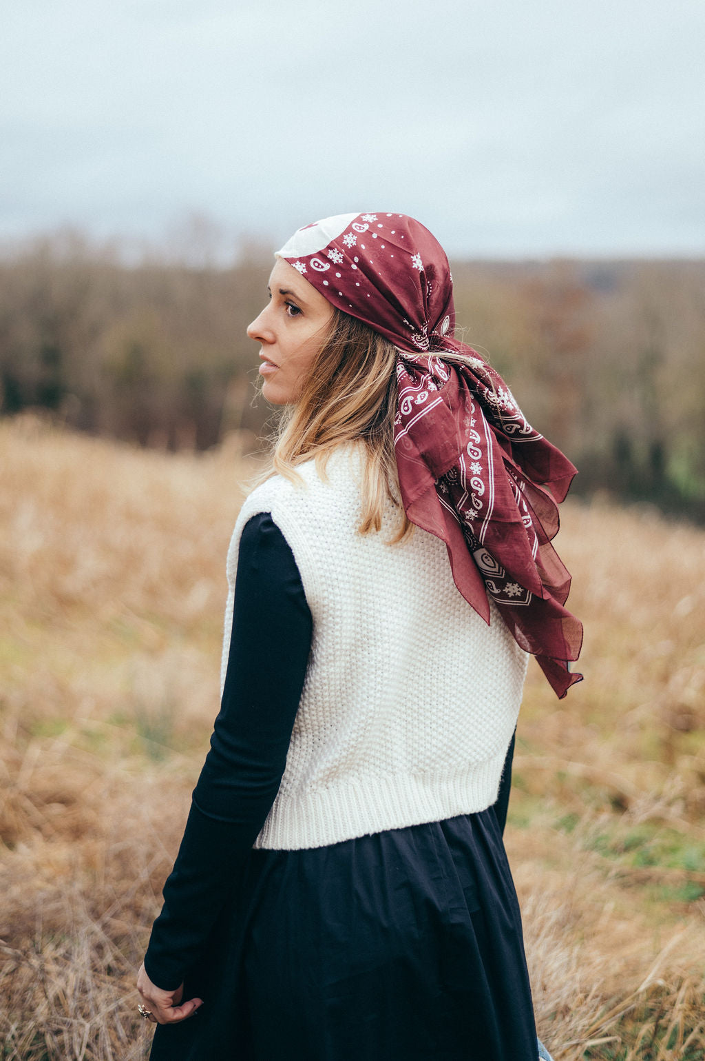 Bandana Flocon bordeaux coton