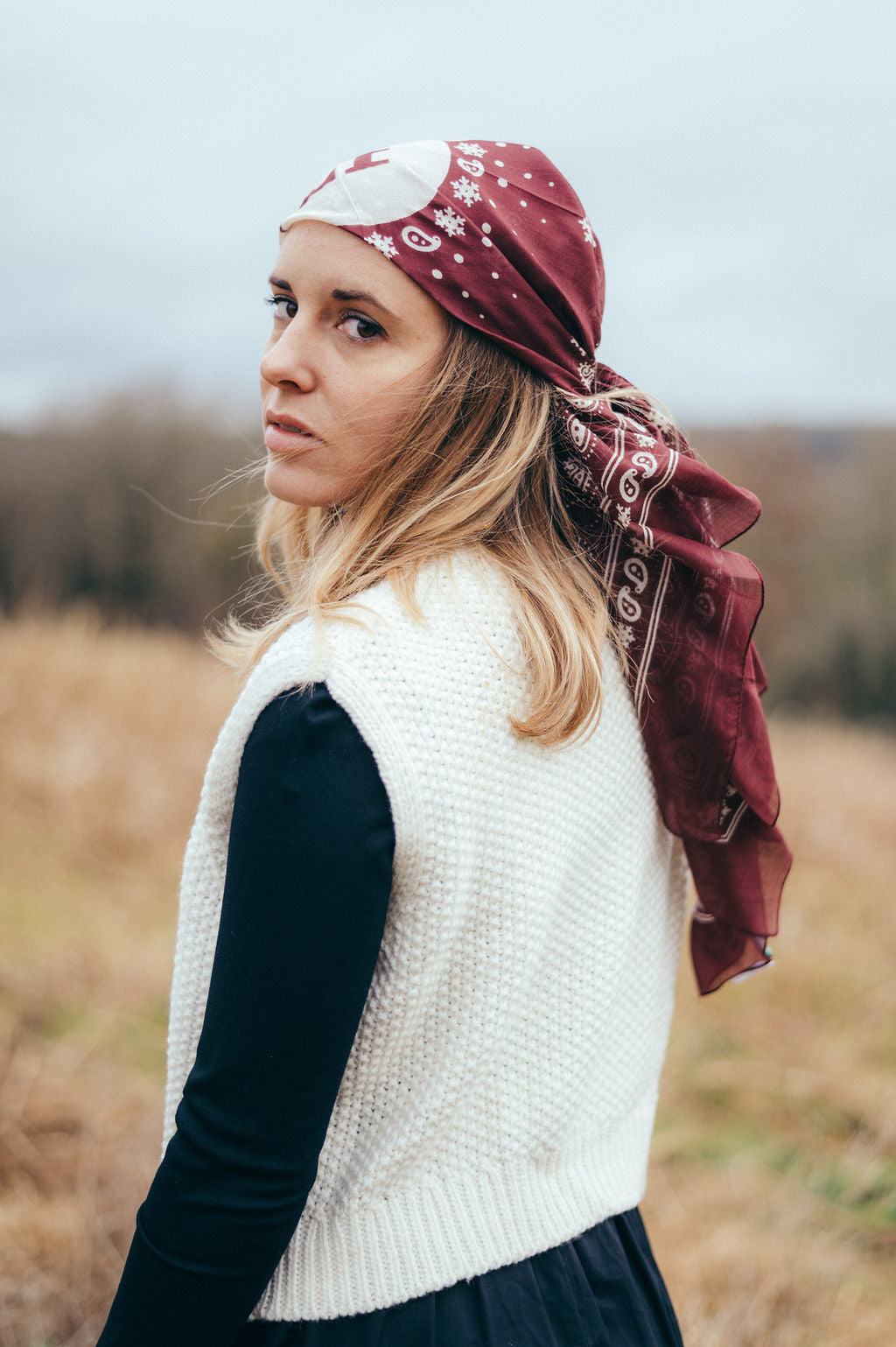 Bandana Flocon bordeaux coton