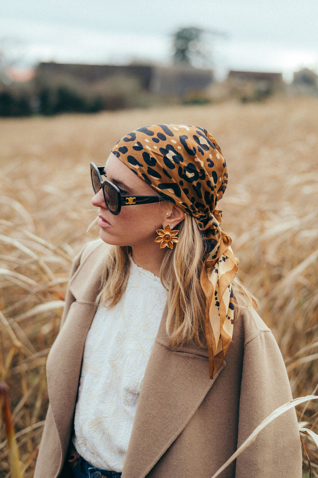 Foulard Léo camel coton