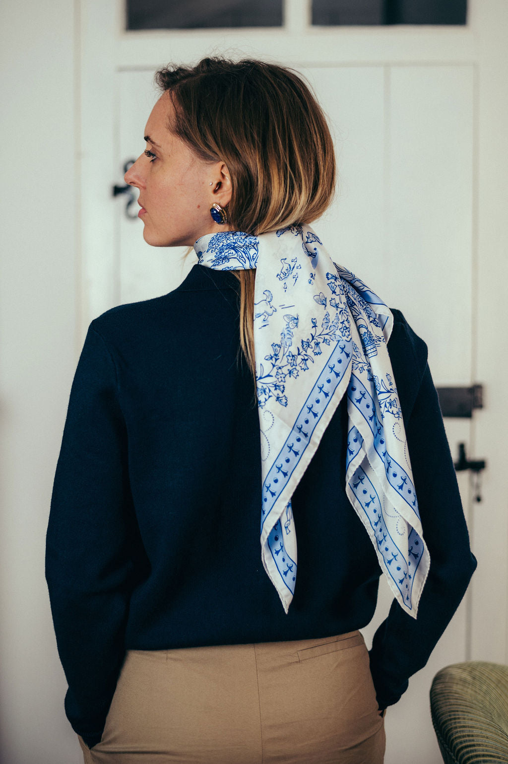 Toile de jouy navy silk