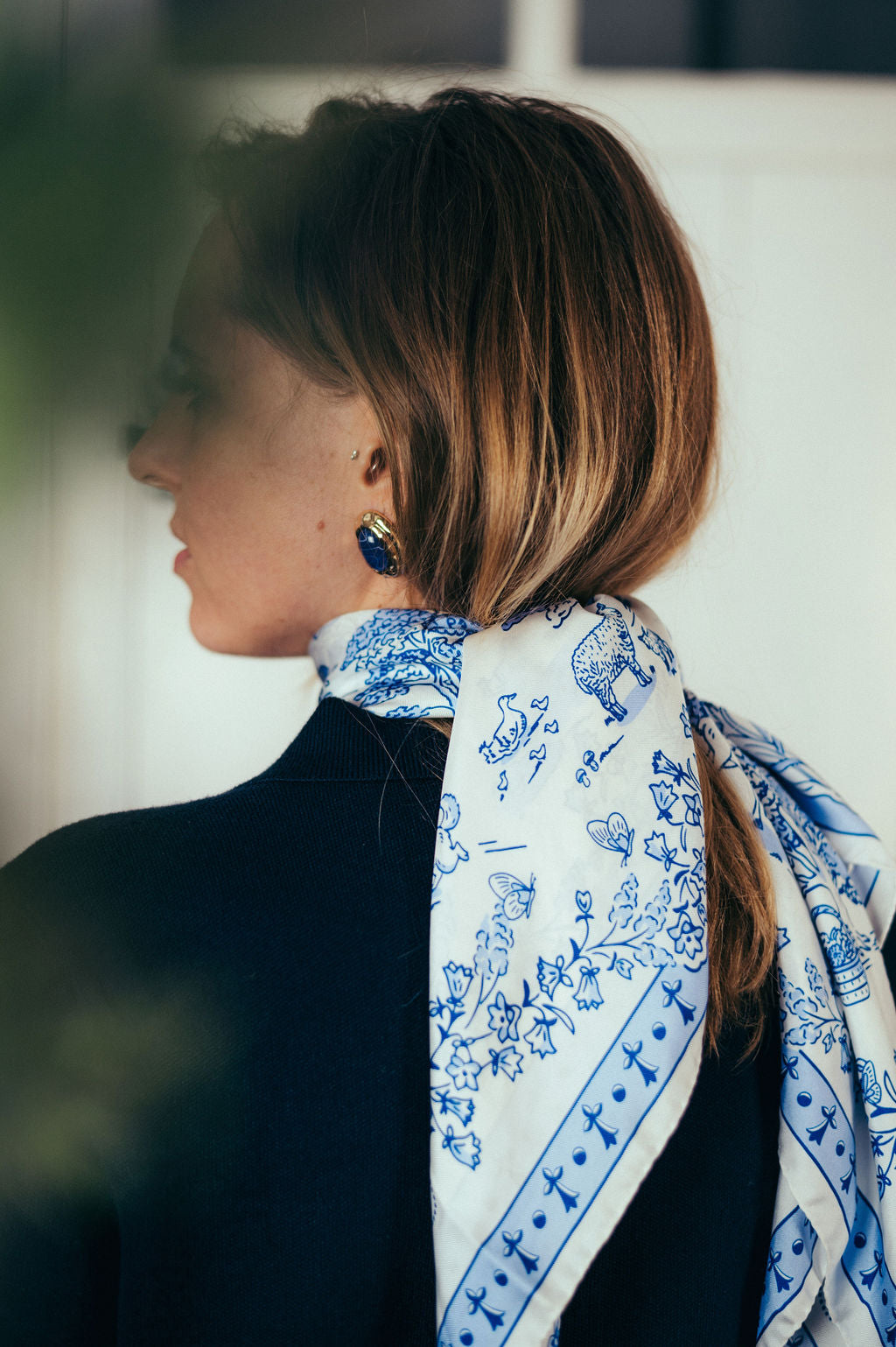 Toile de jouy navy silk