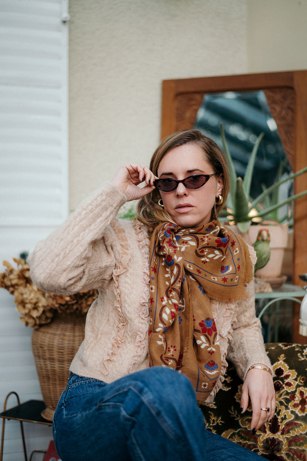 Foulard Secret garden Camel LS
