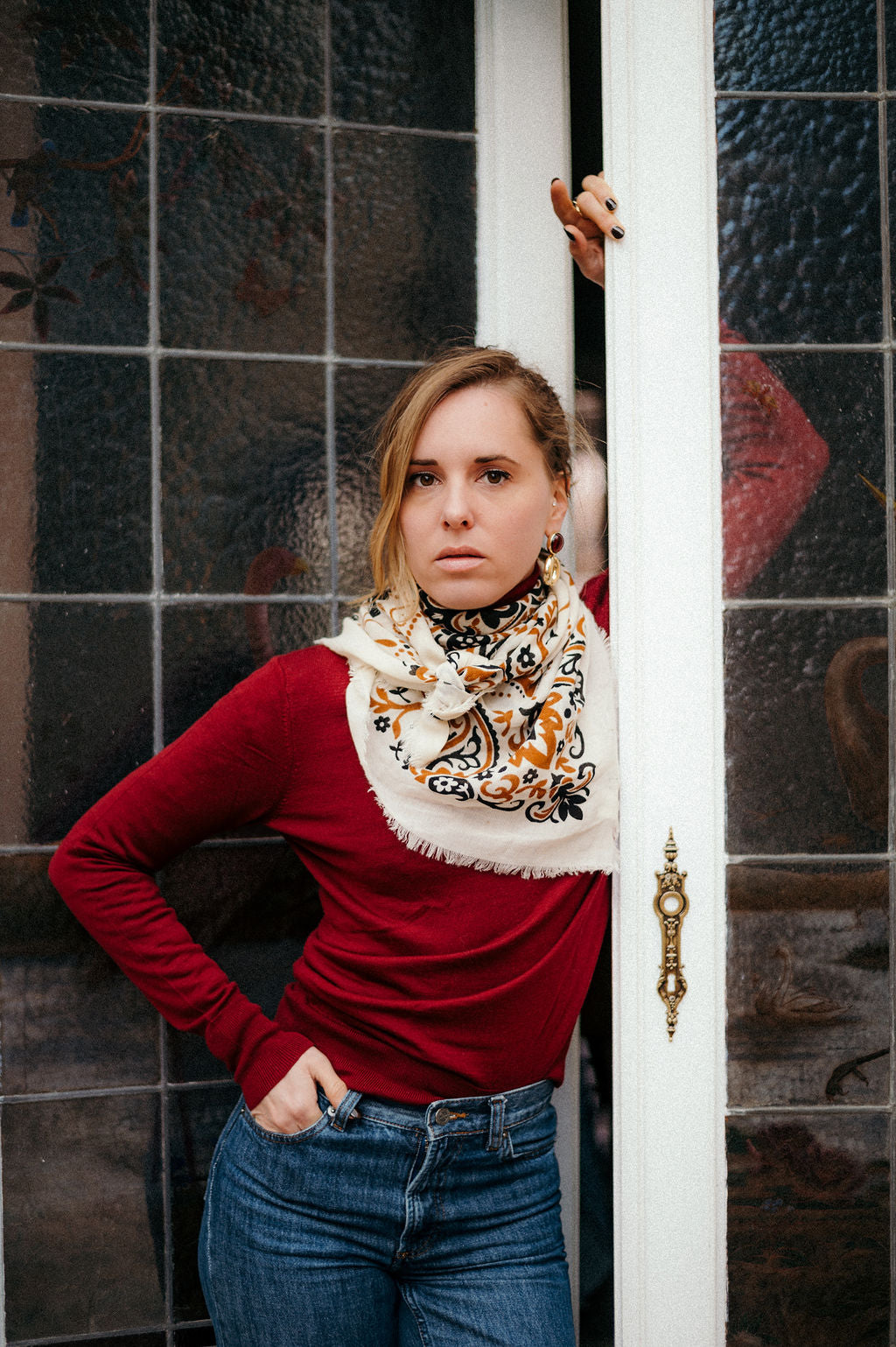 Foulard bandana lait et camel LS