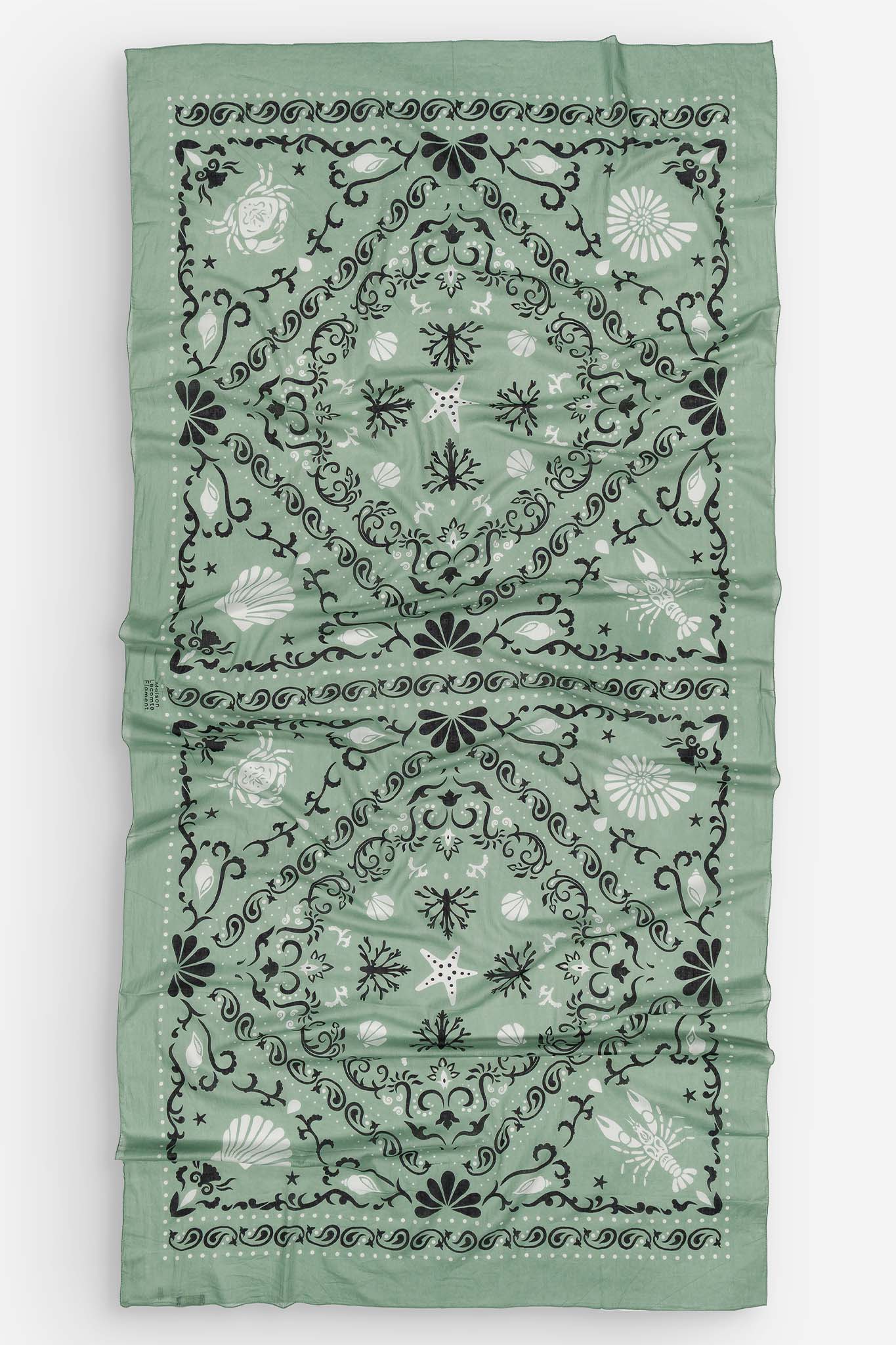 Large Crustacés Green Pareo cotton