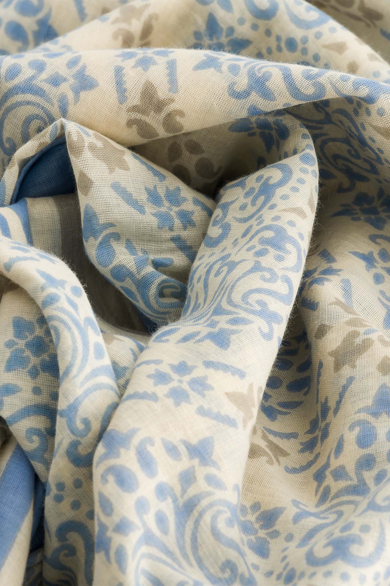 Paréo Large Azulejos Ciel coton