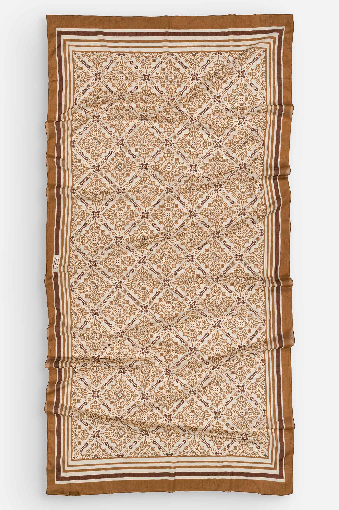 Paréo Large Azulejos Cappuccino coton