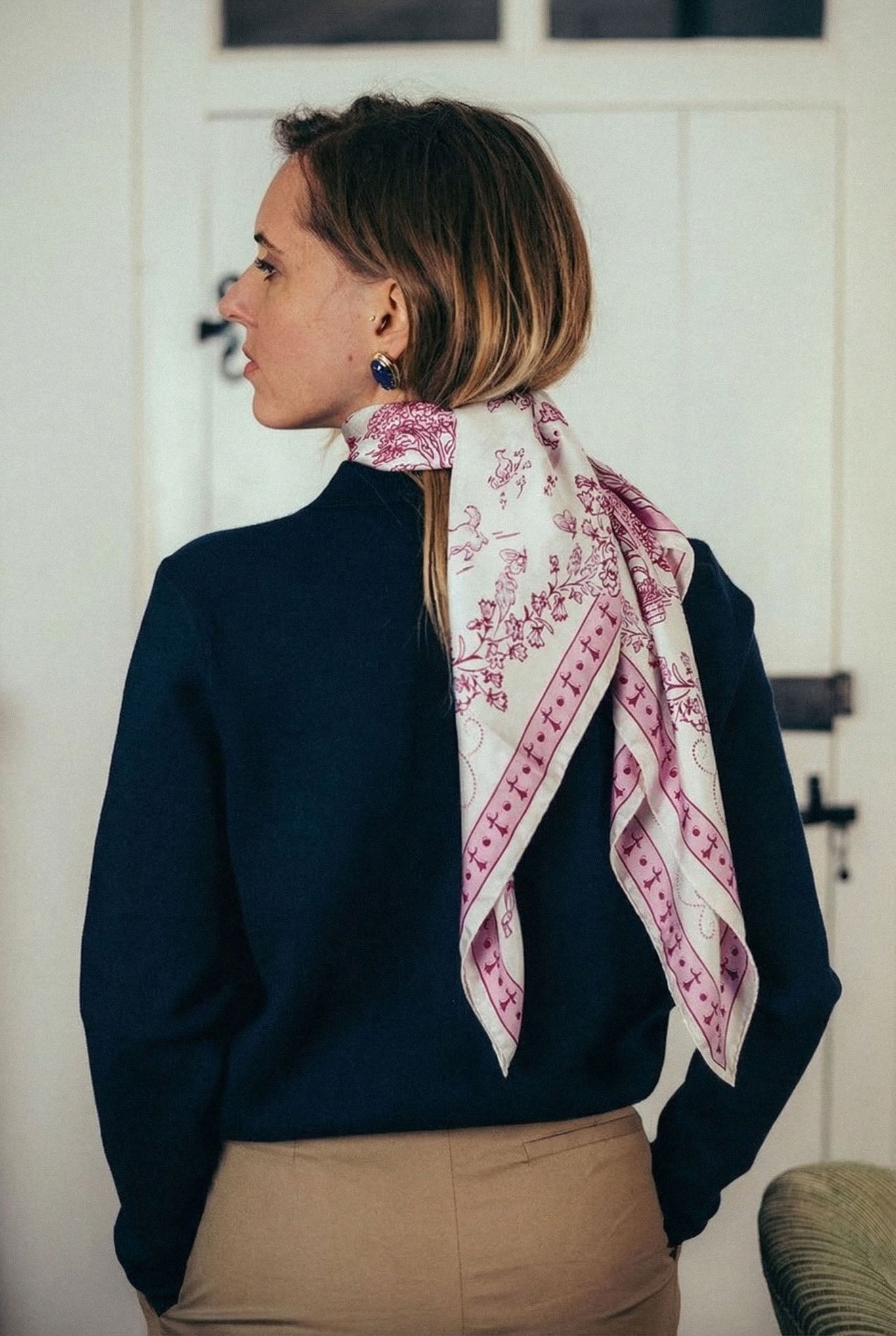 Toile de jouy Raspberry Silk