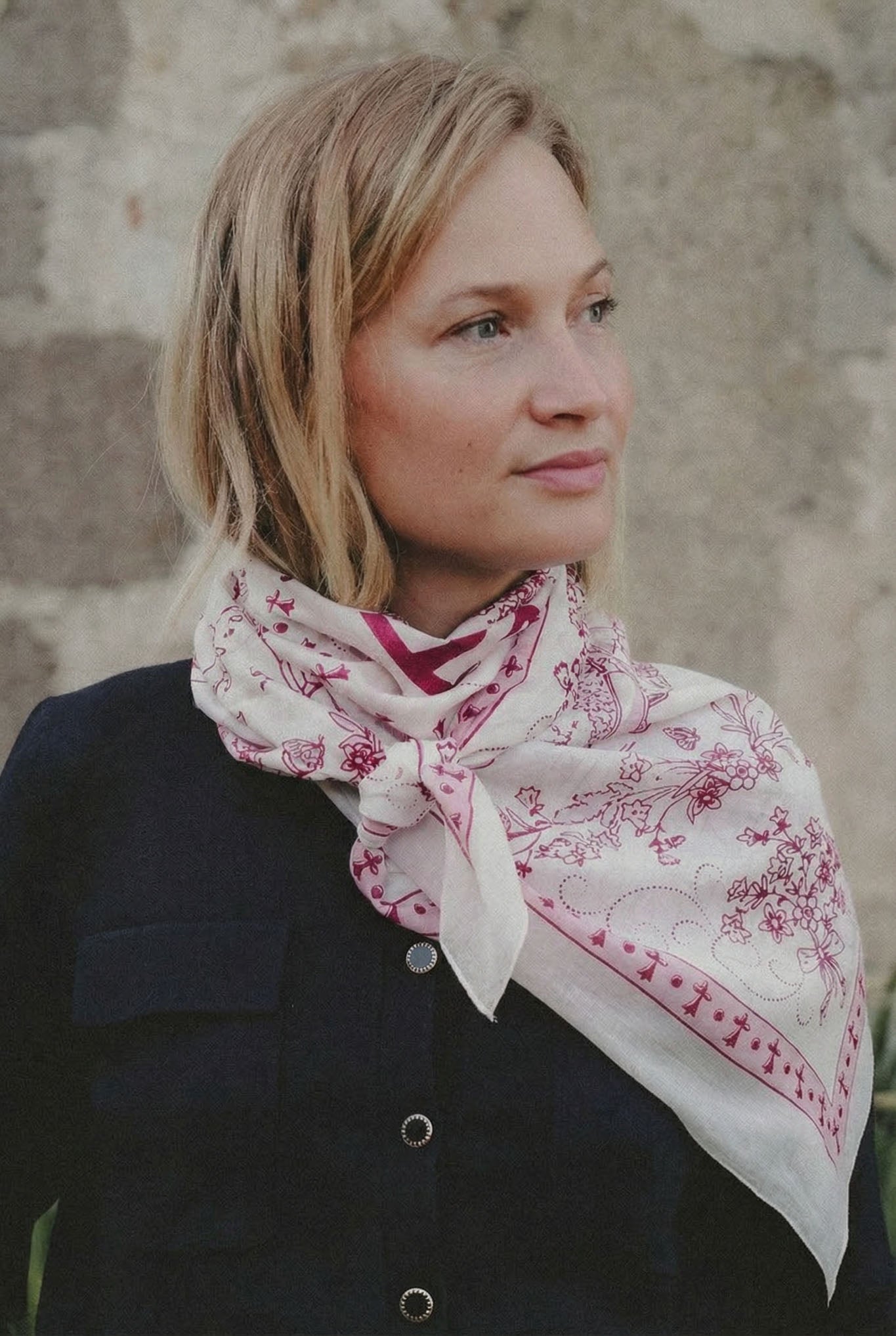 Toile de Jouy Raspberry coton