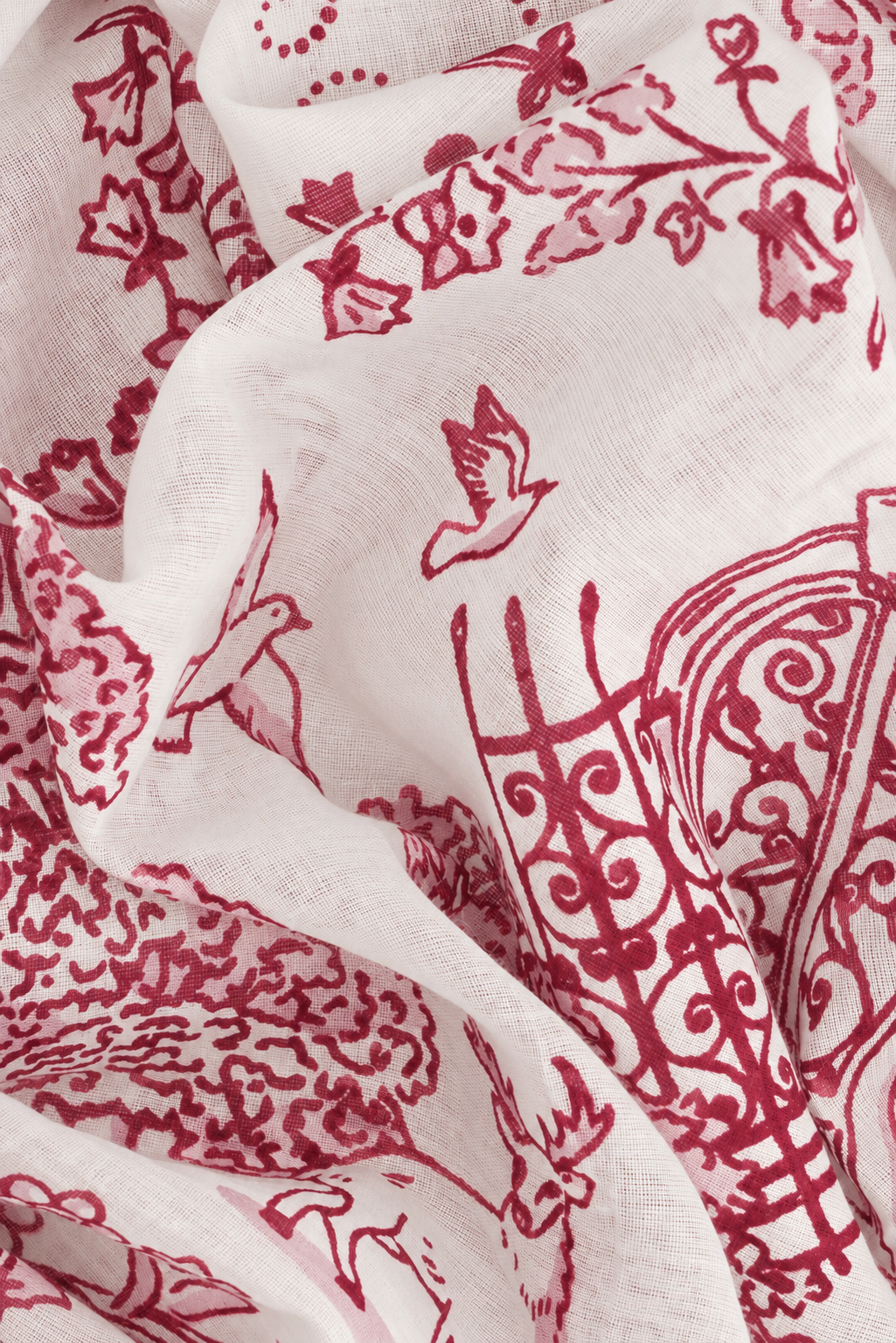 Toile de Jouy Raspberry cotton