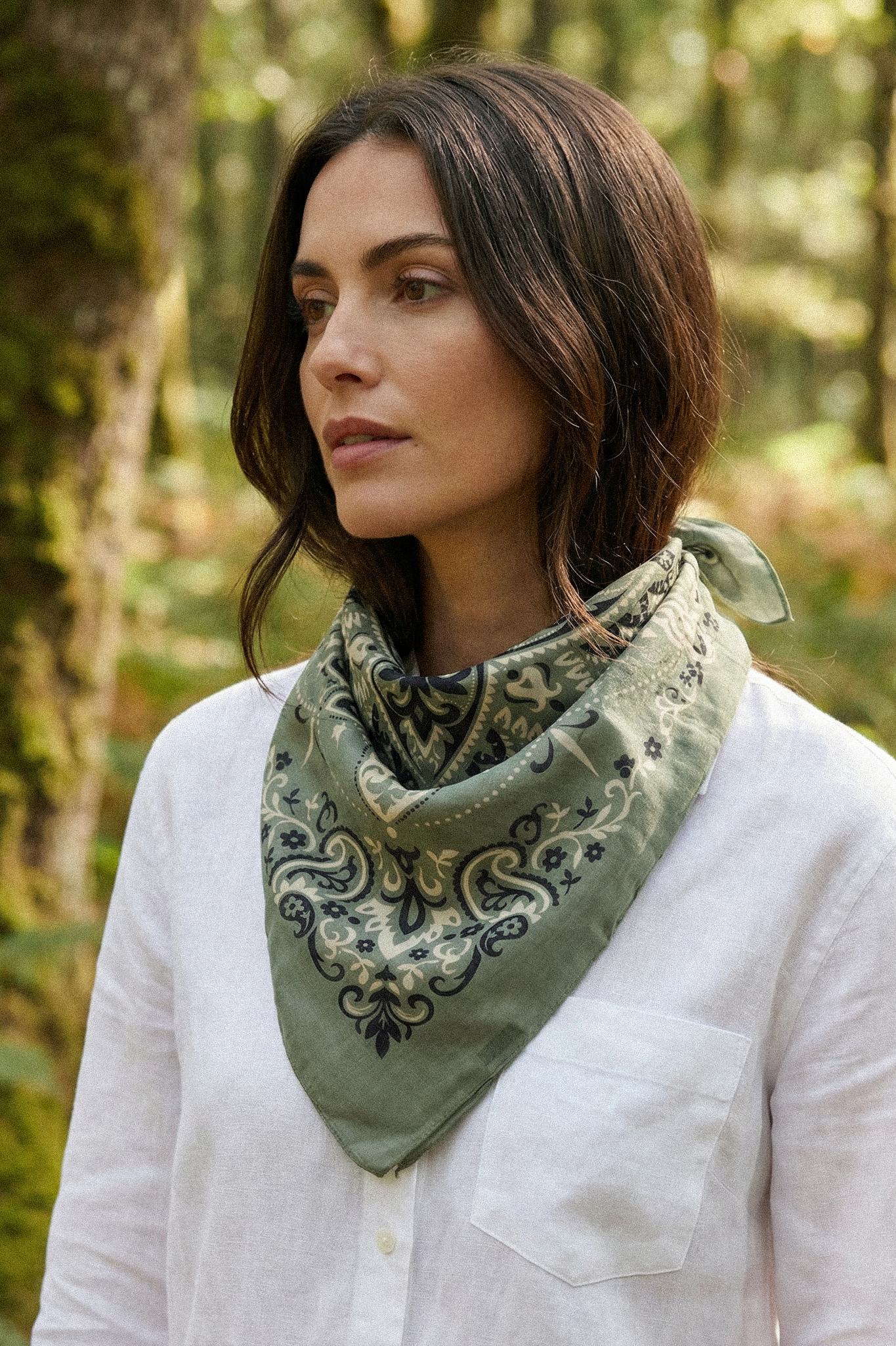 Soft green cotton bandana scarf