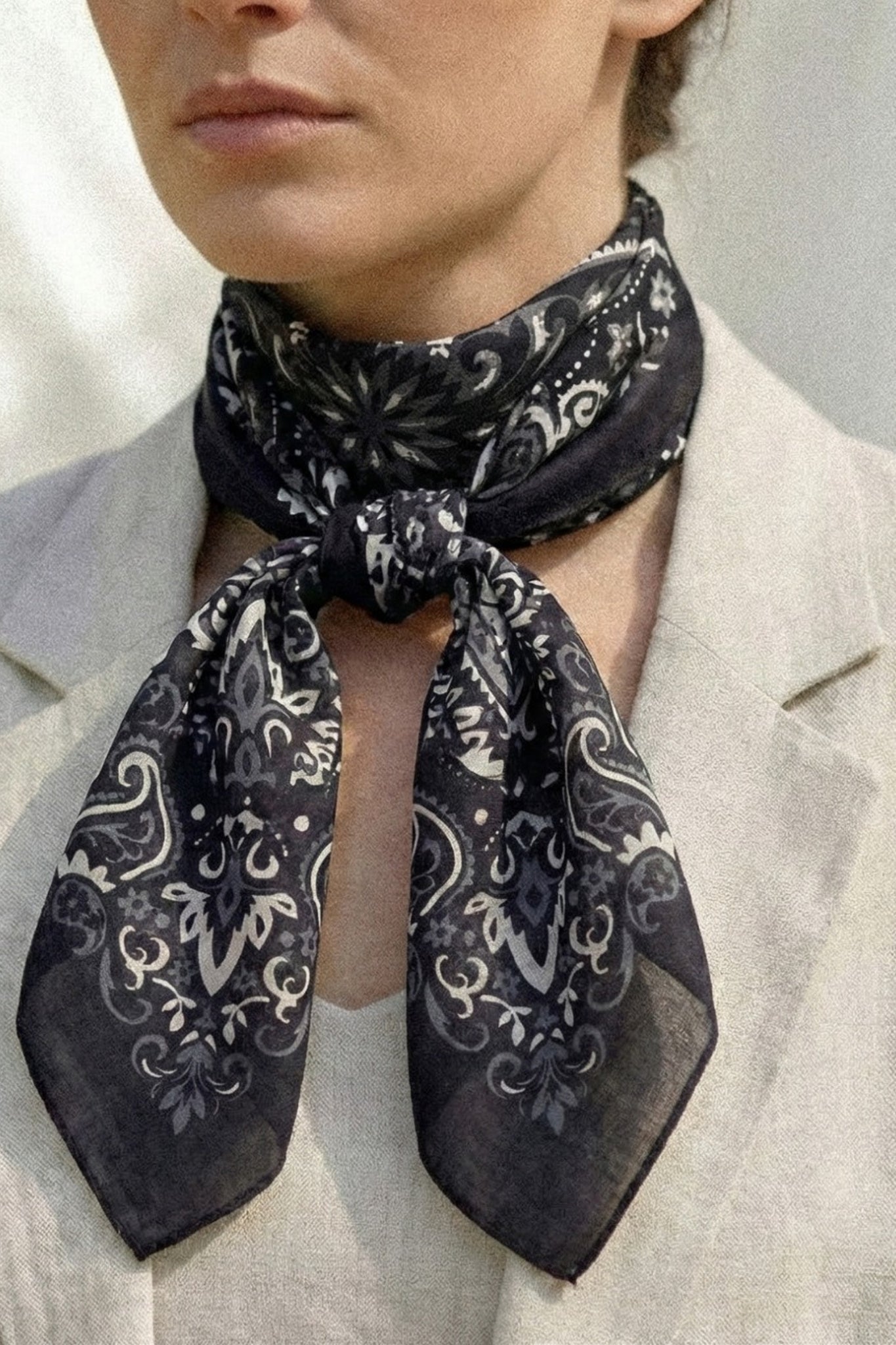 Foulard bandana noir coton