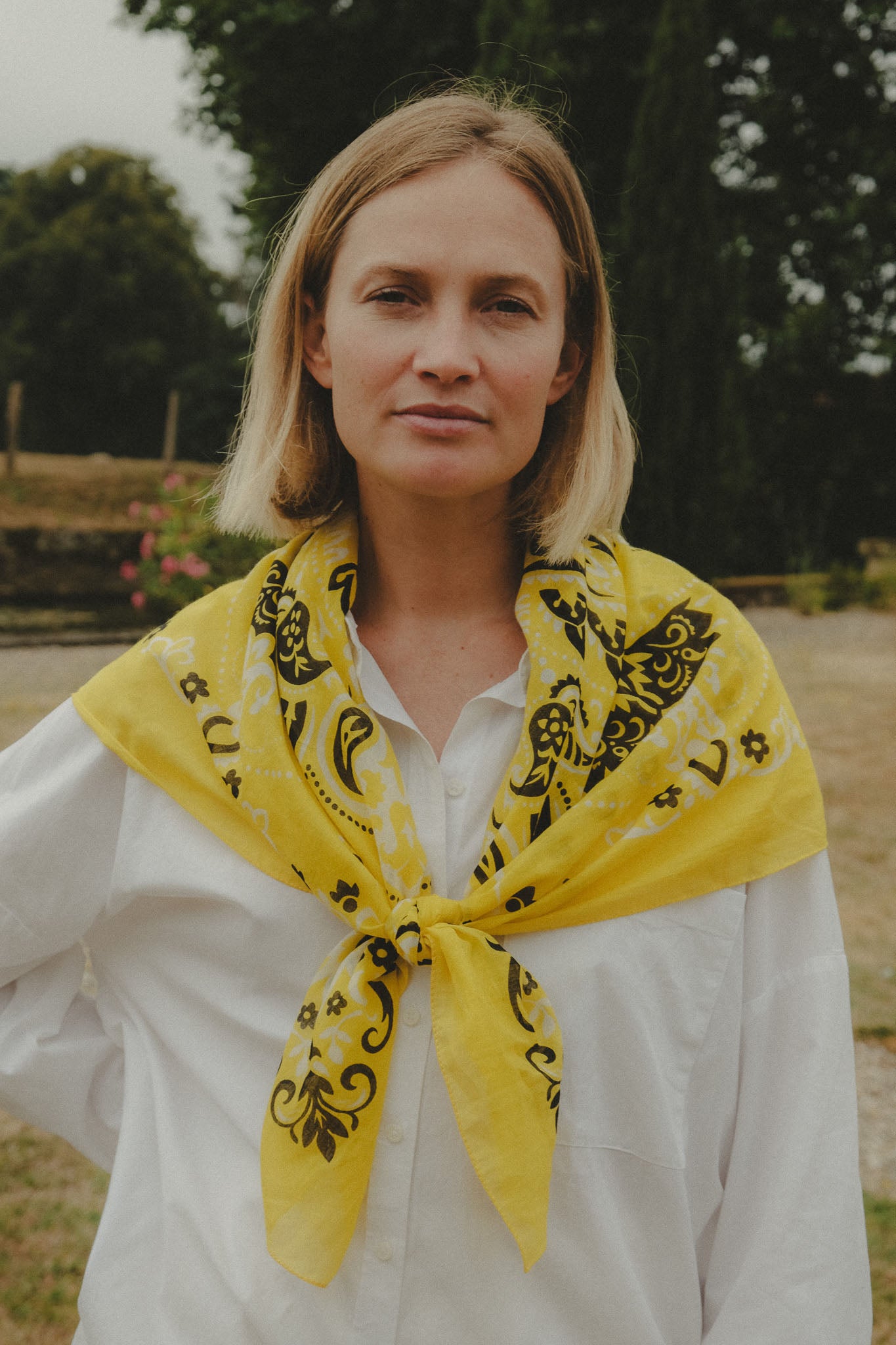 Large khaki cotton bandana scarf