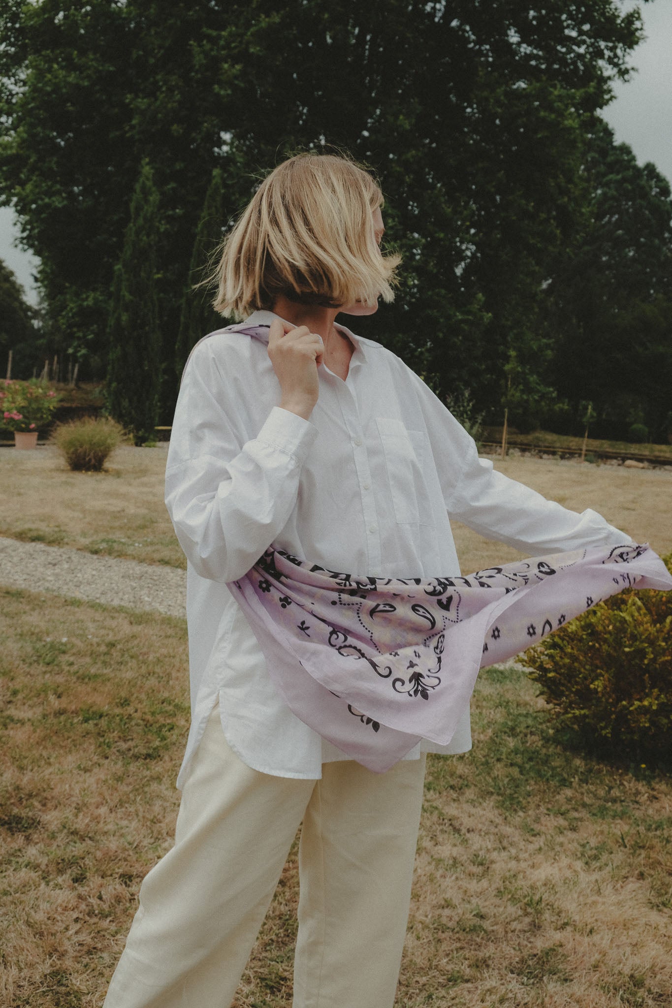 Lilac cotton bandana scarf