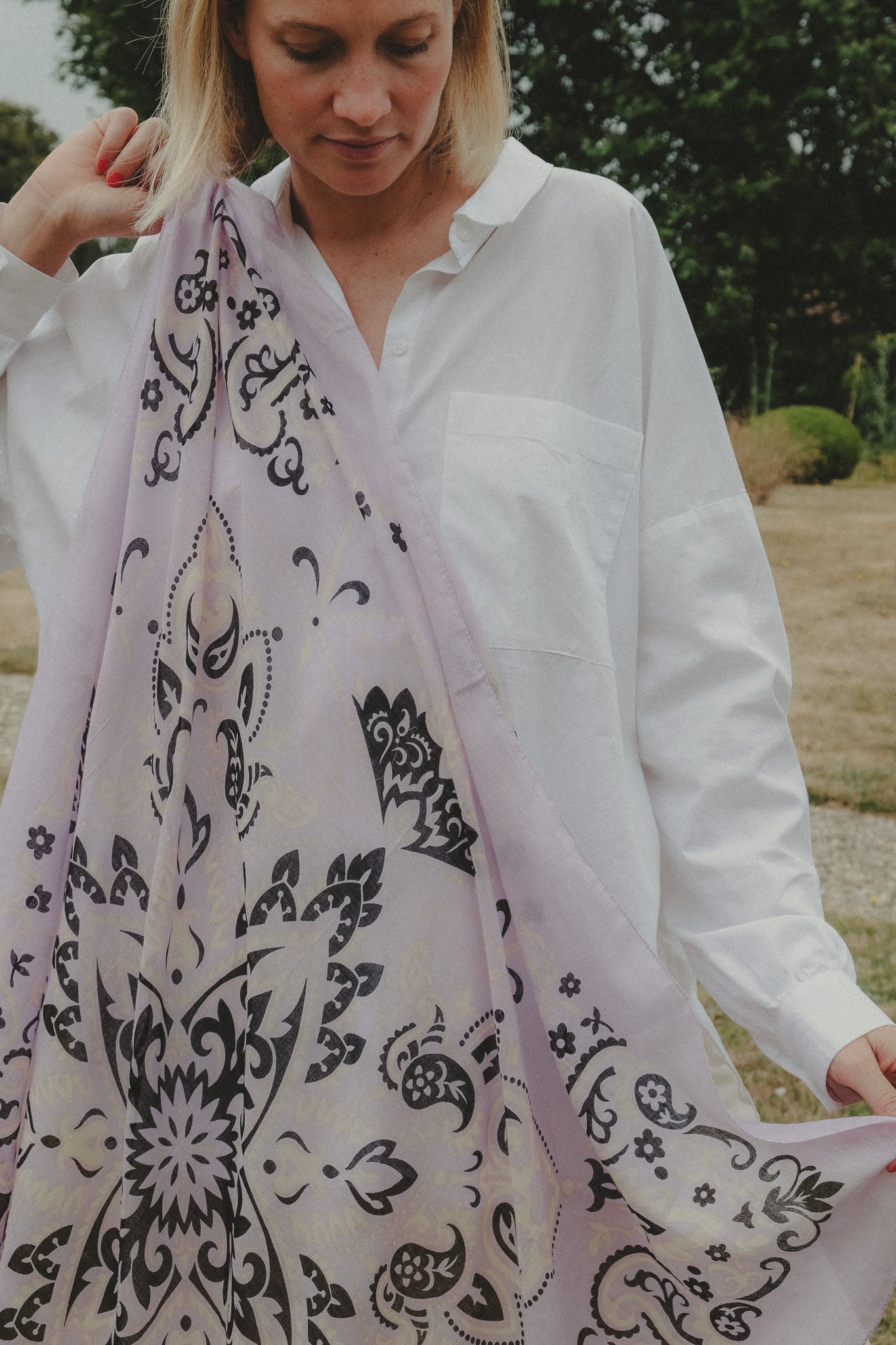Lilac cotton bandana scarf