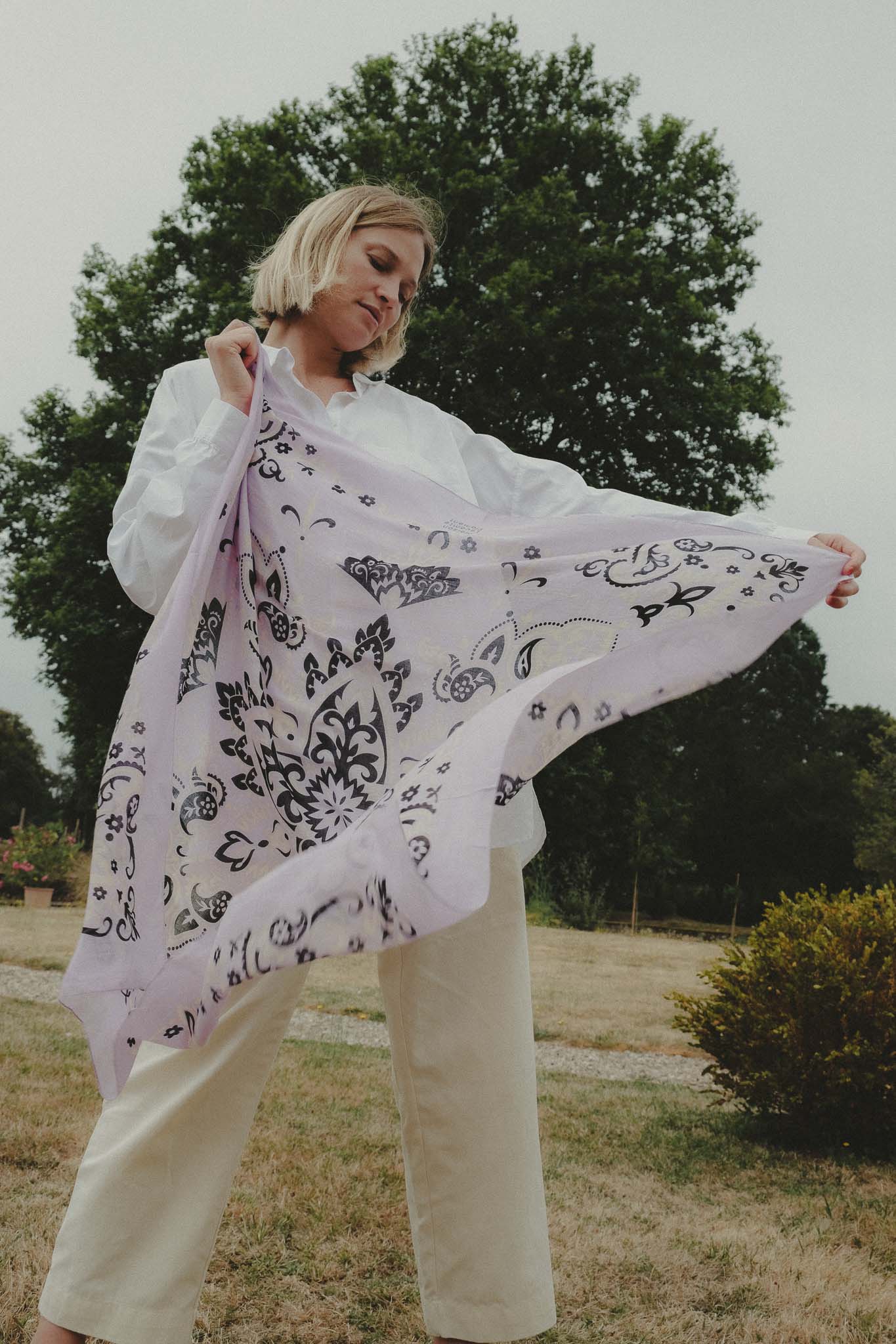 Lilac cotton bandana scarf