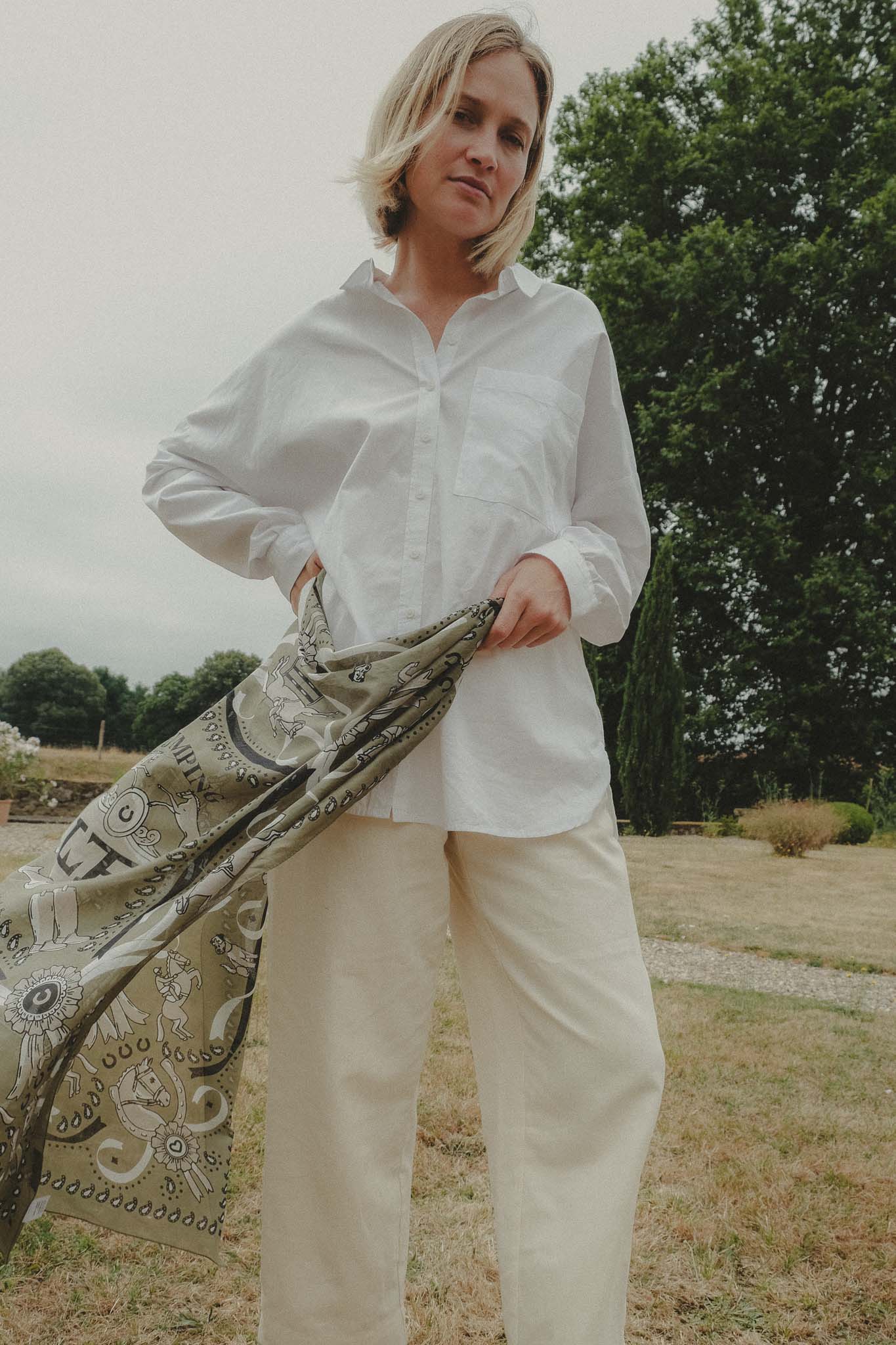 Large khaki cotton bandana scarf