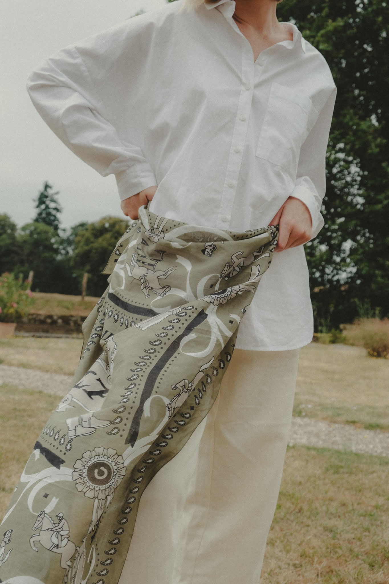 Large khaki cotton bandana scarf