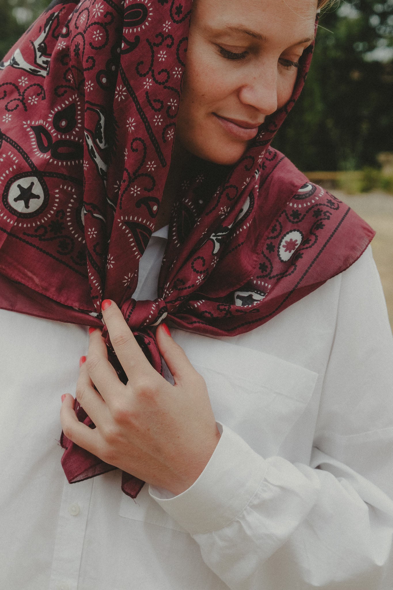 Large khaki cotton bandana scarf