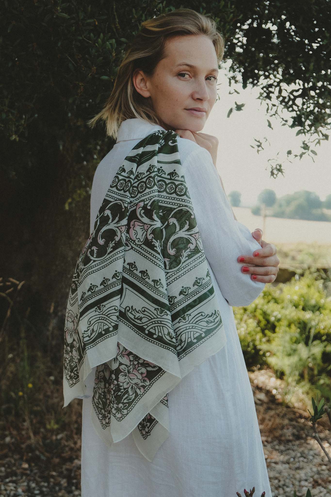 Mosaic Lichen Green cotton