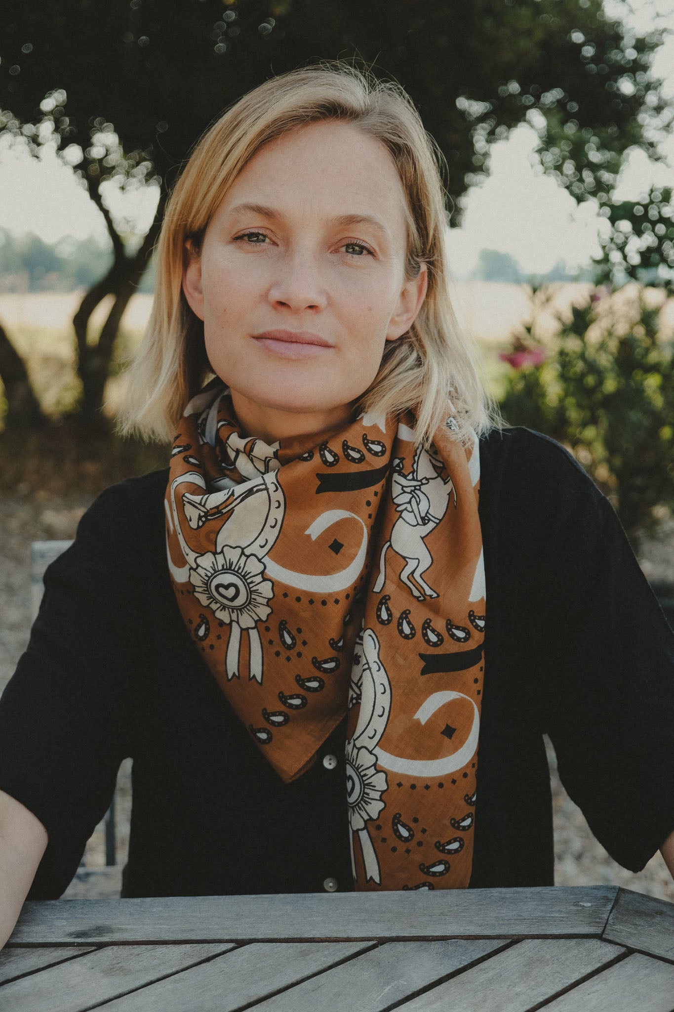 Large khaki cotton bandana scarf