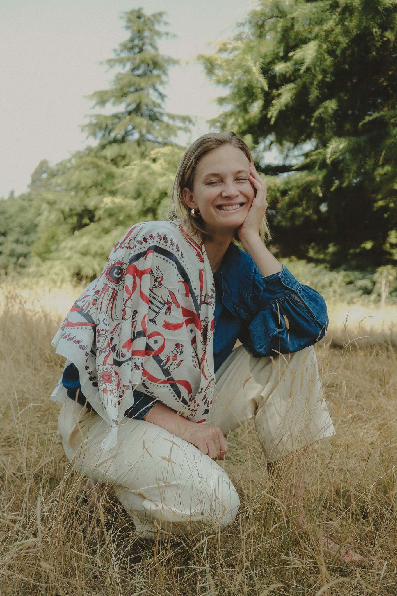 Large khaki cotton bandana scarf