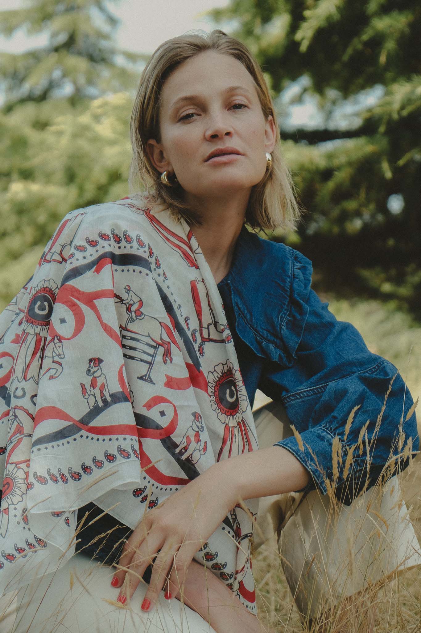 Large khaki cotton bandana scarf