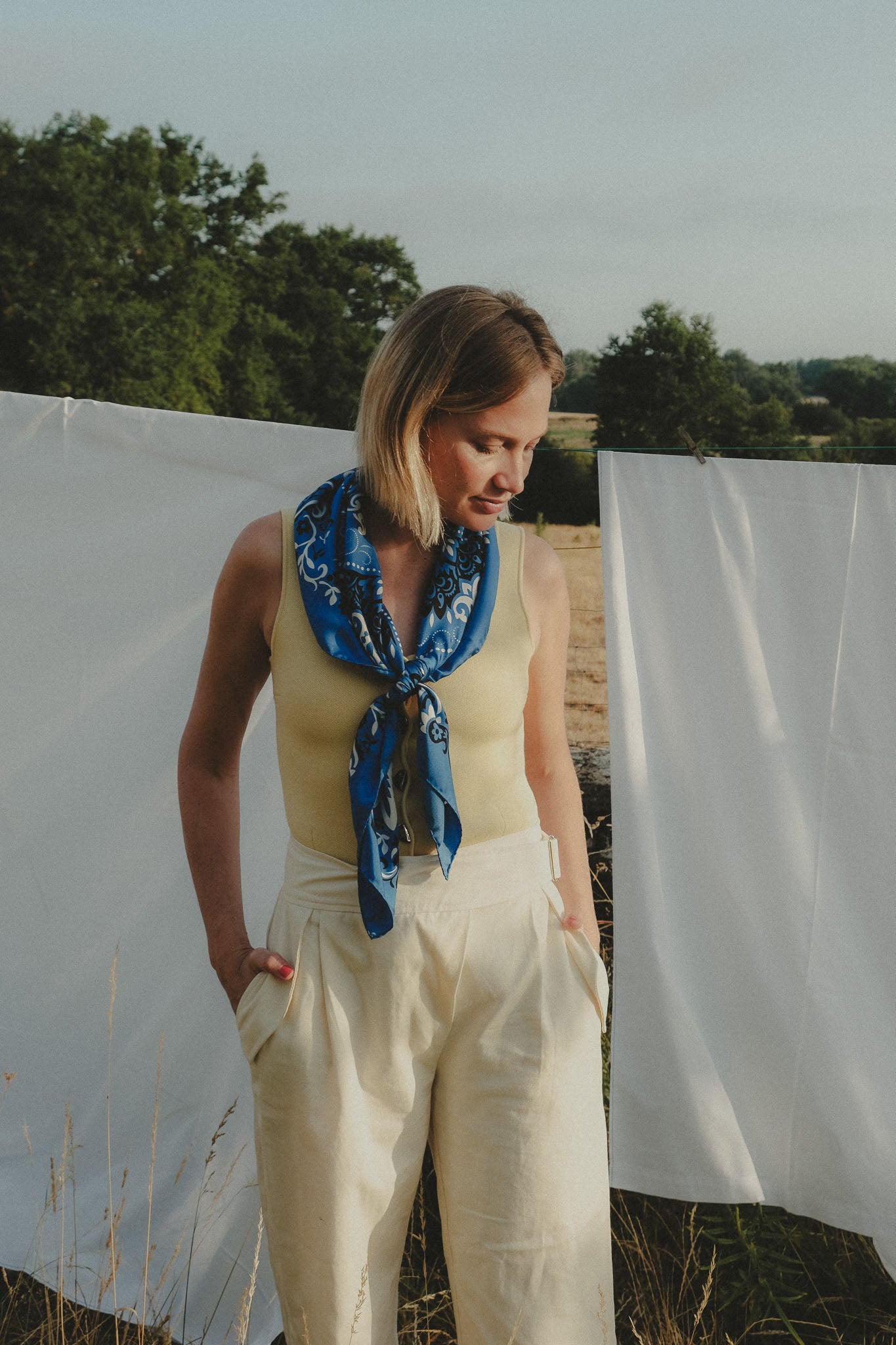 Foulard bandana Blue Silk