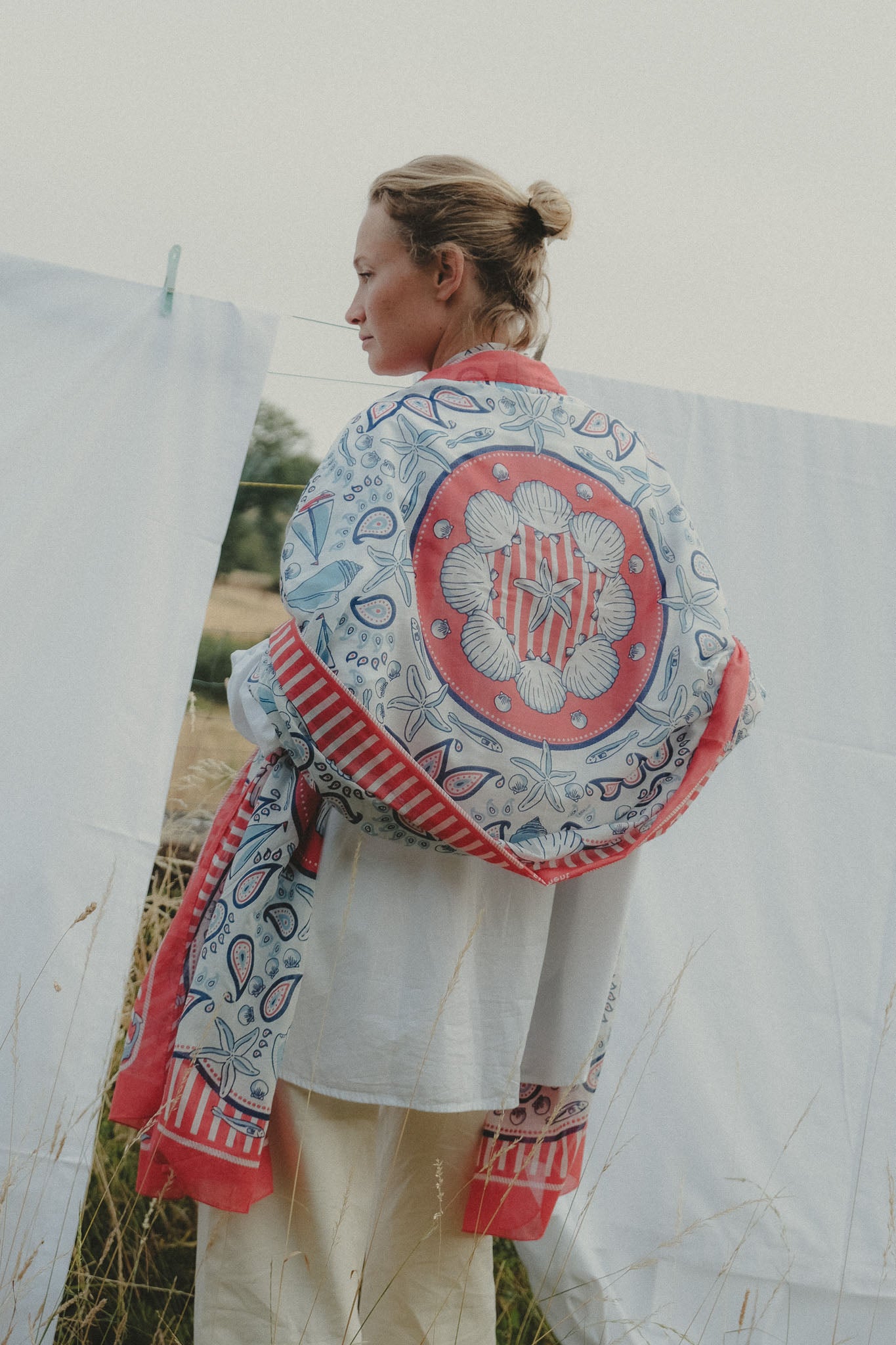 Paréo Large Bretagne Red coton