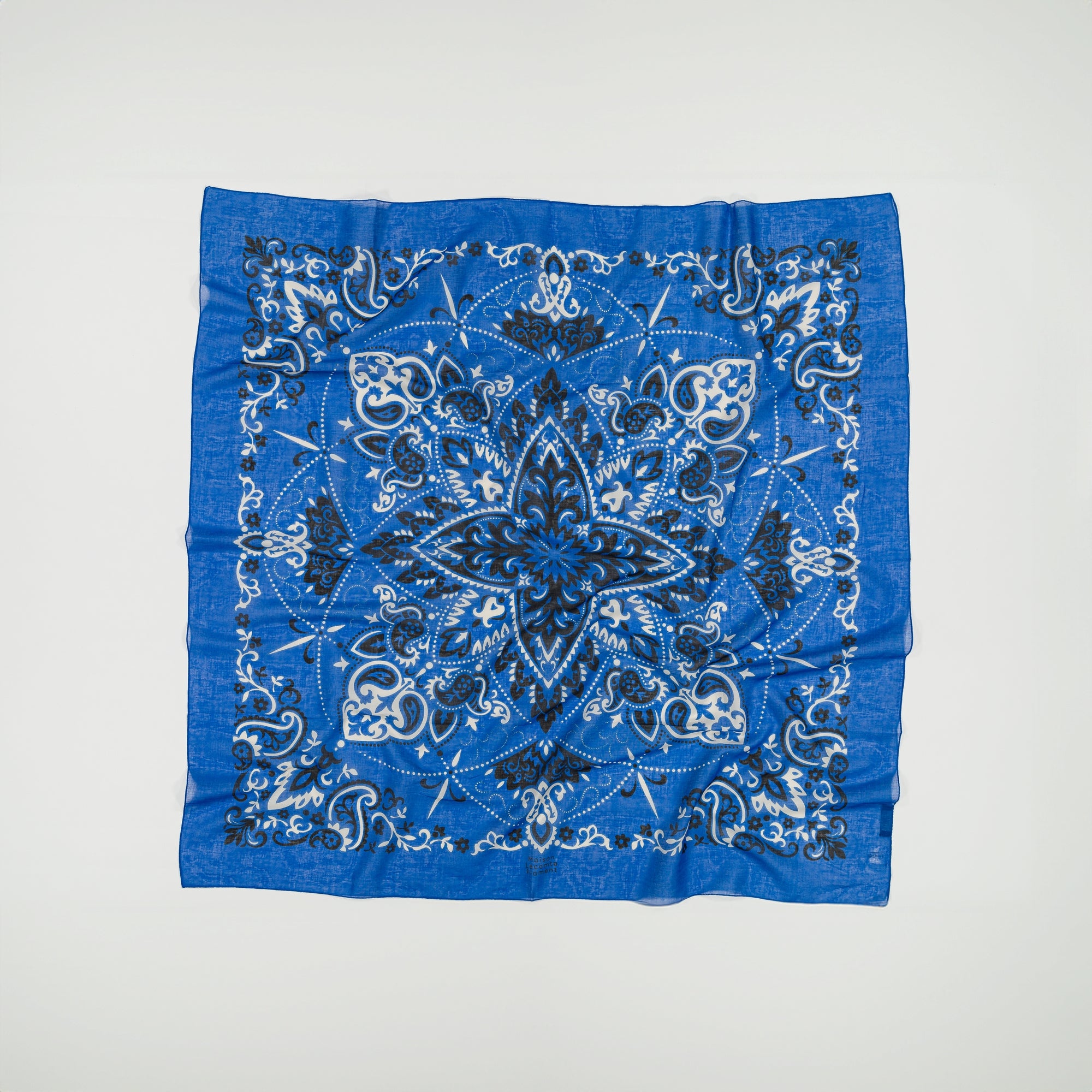 Large bandana scarf Blue cotton 