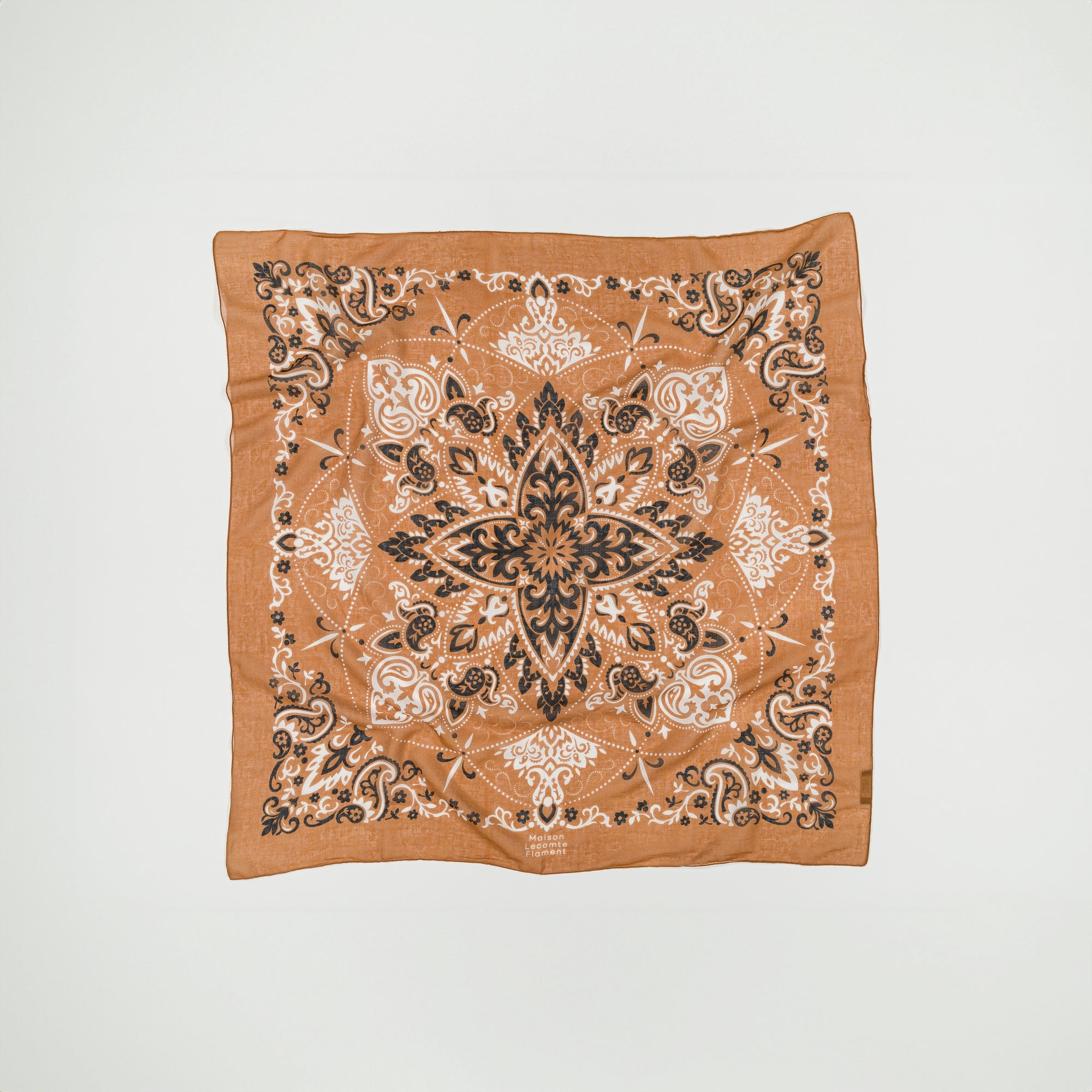 Large Foulard bandana camel coton