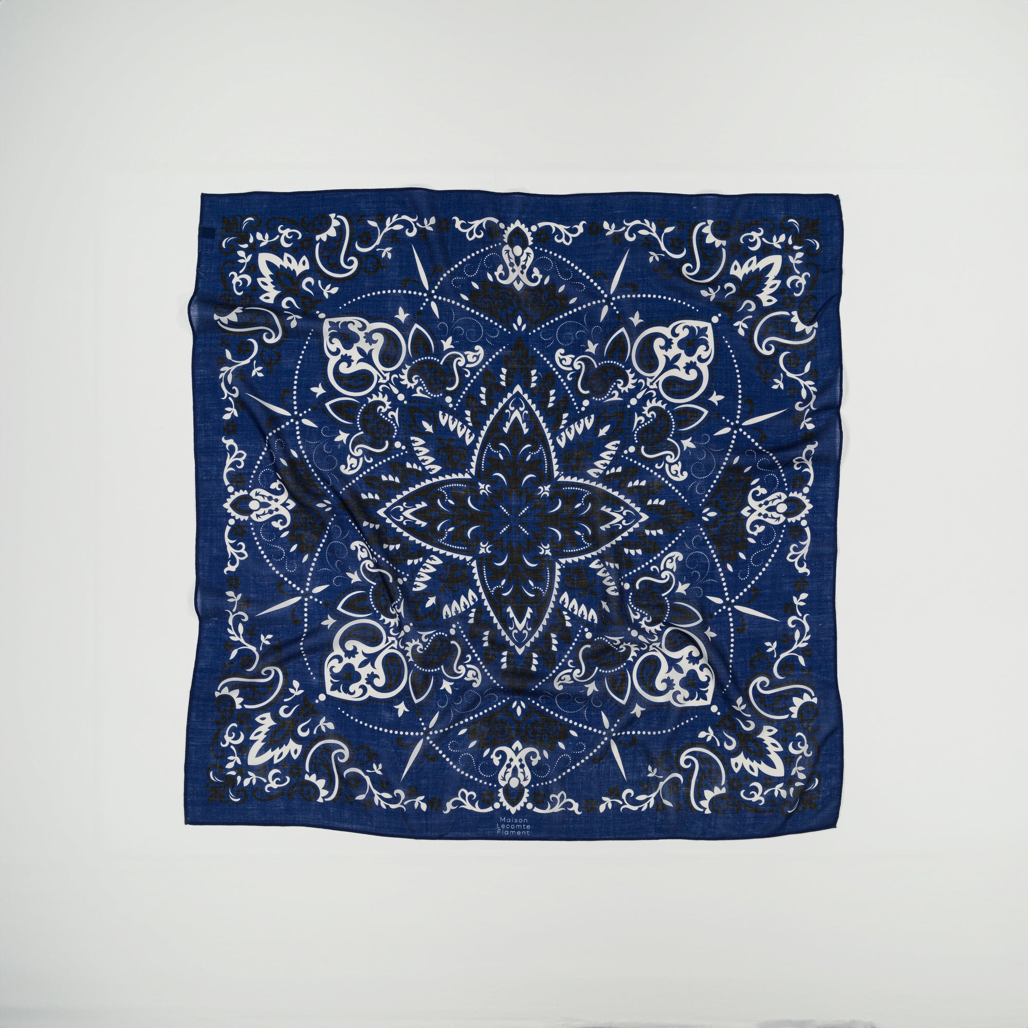 Large Foulard bandana Navy Wool