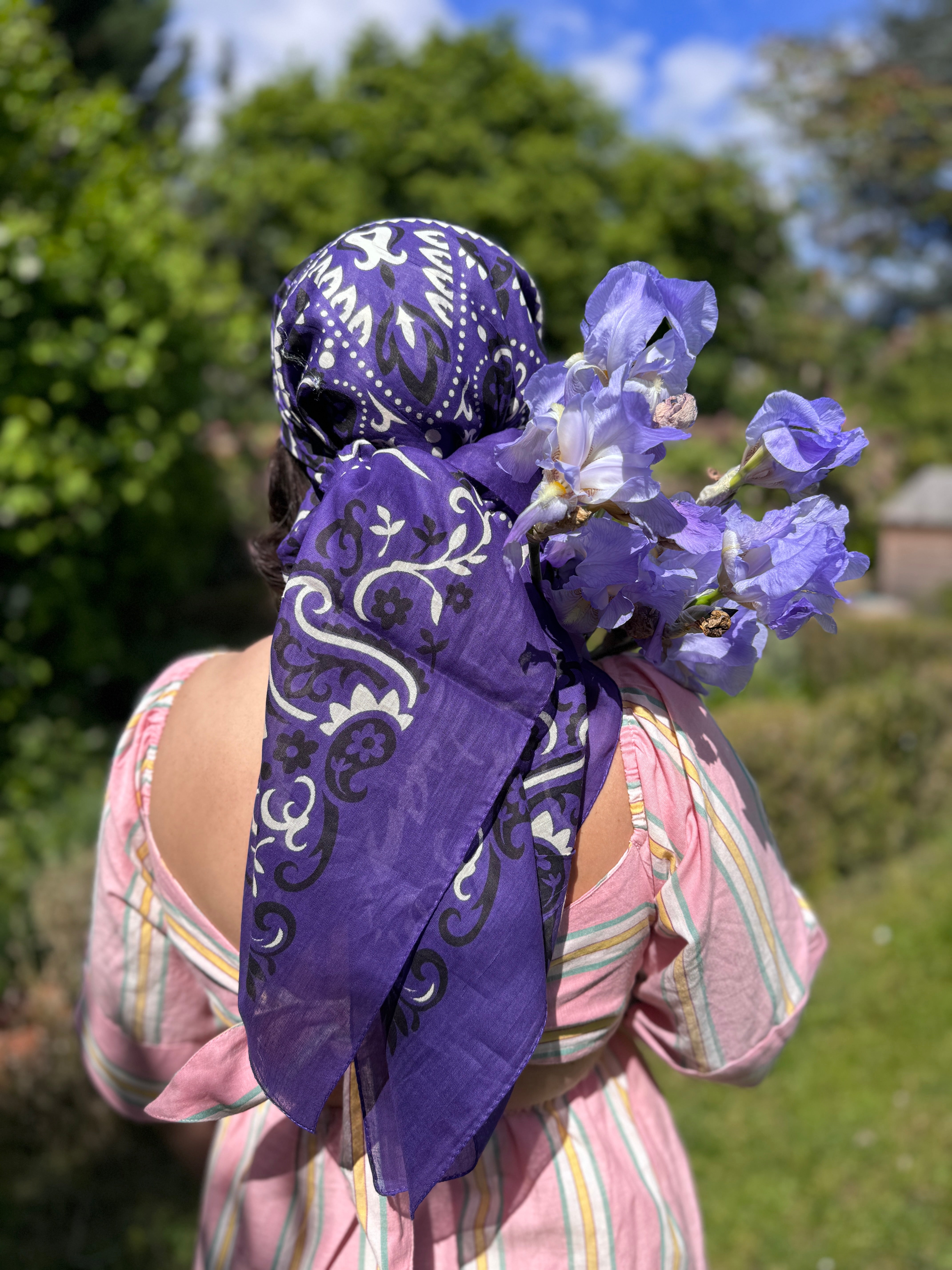 Large Foulard bandana Violet coton