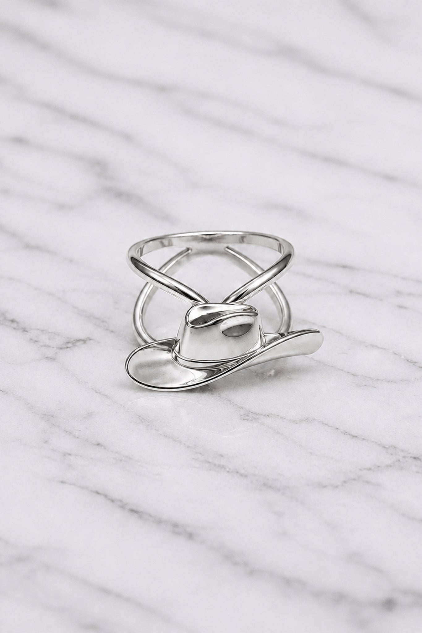 Hat cowboy ring silver