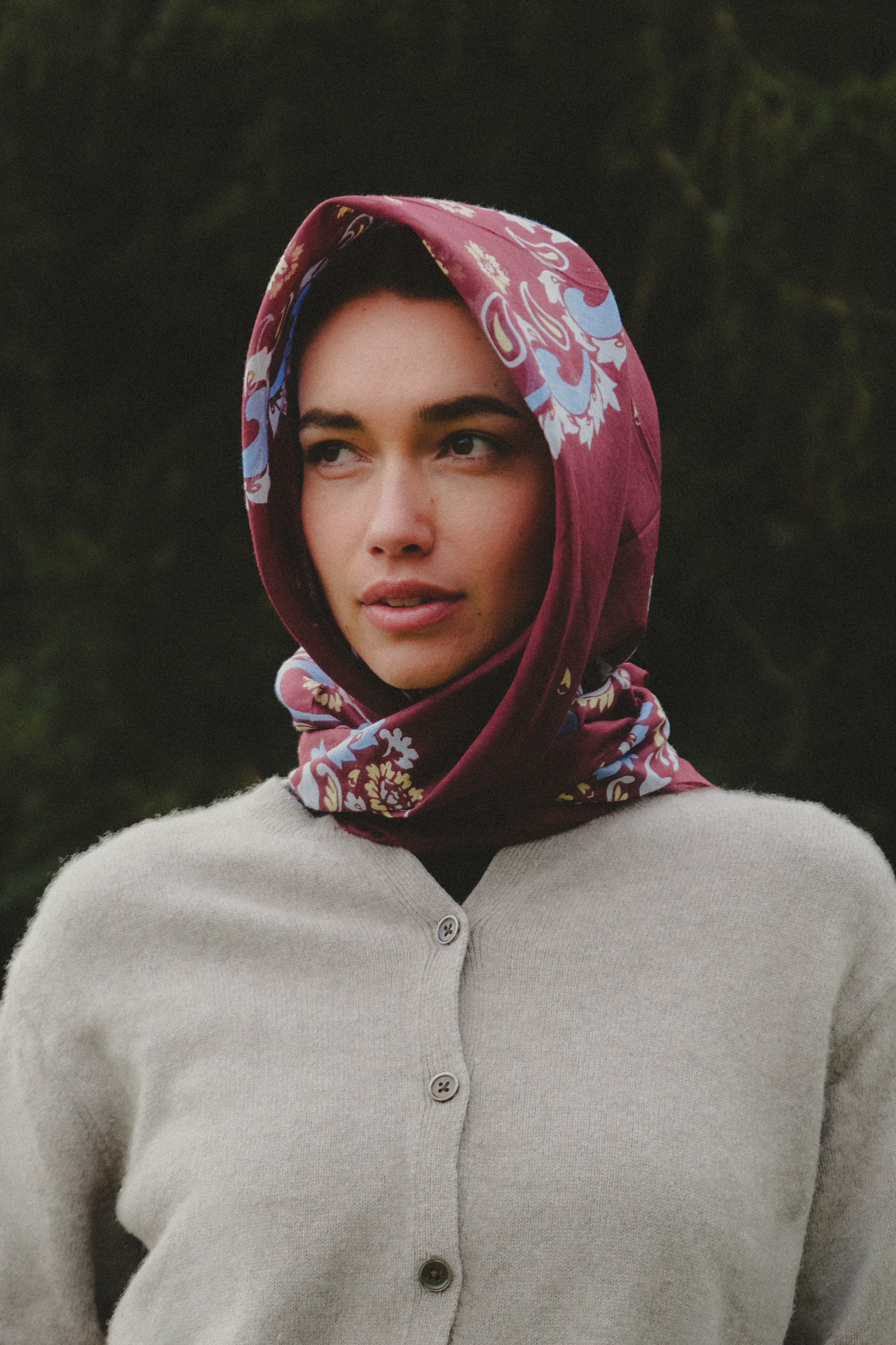 Bandana Flowers Burgundy coton