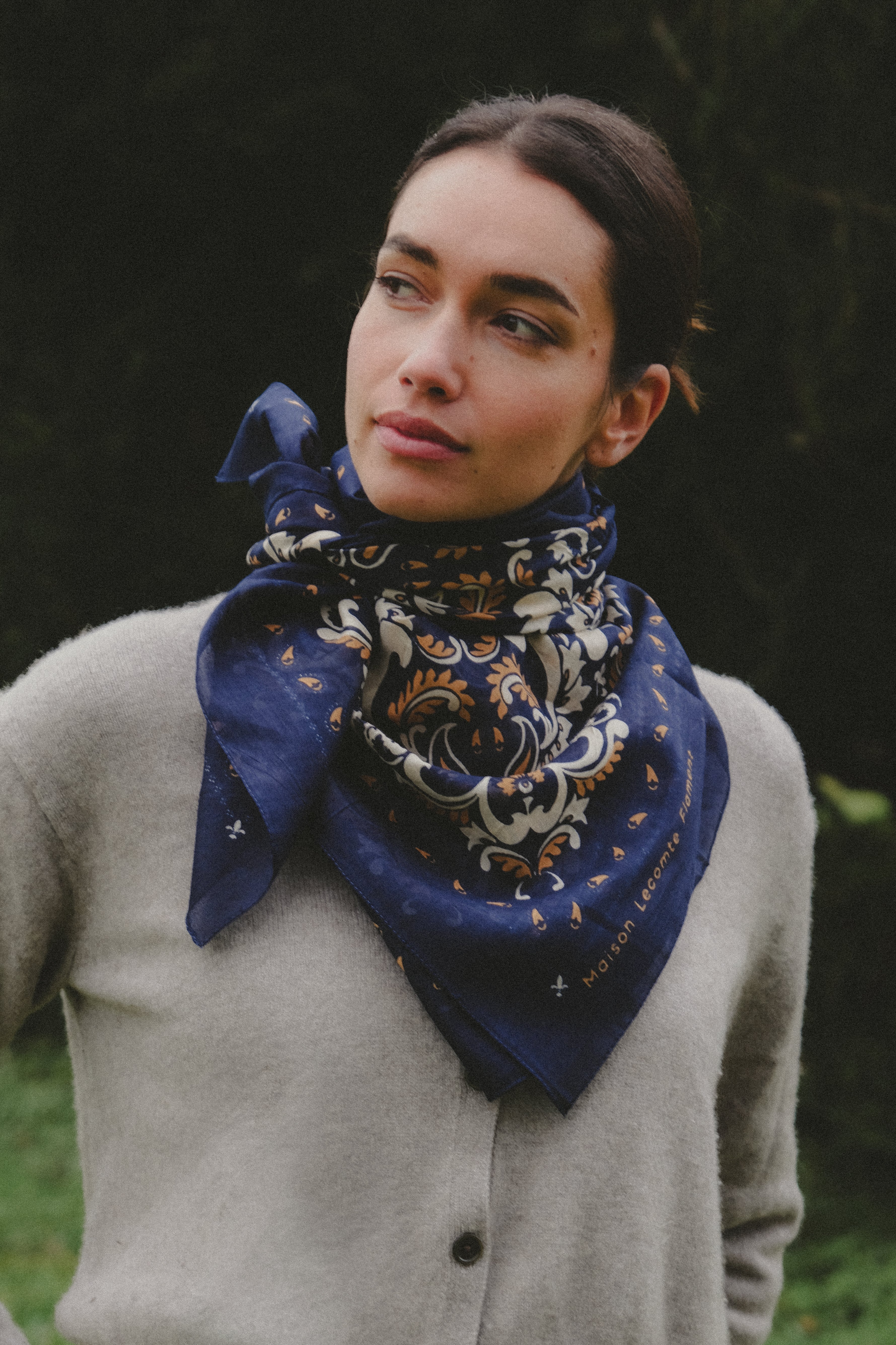 Bandana Flowers Navy coton