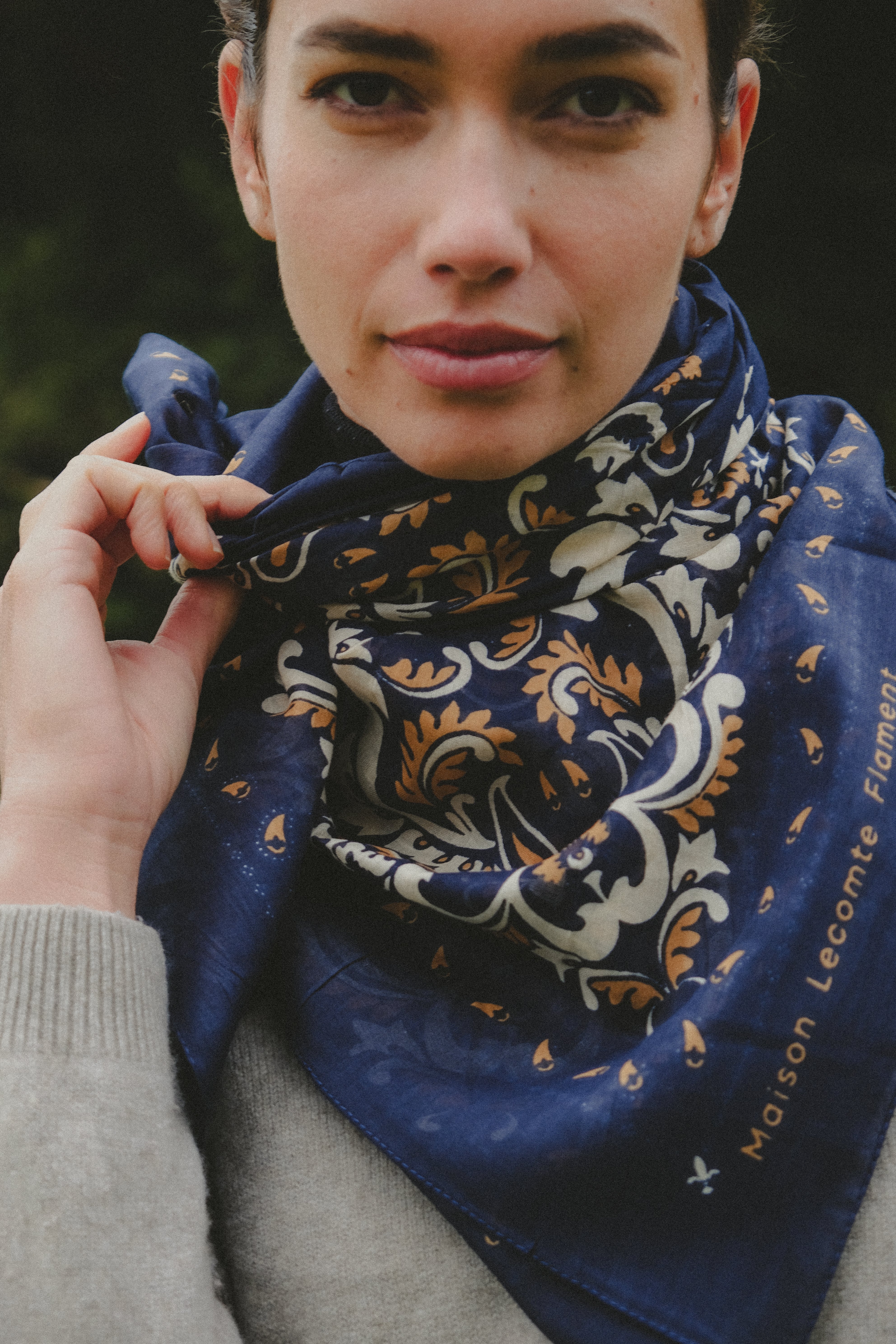 Bandana Flowers Navy coton