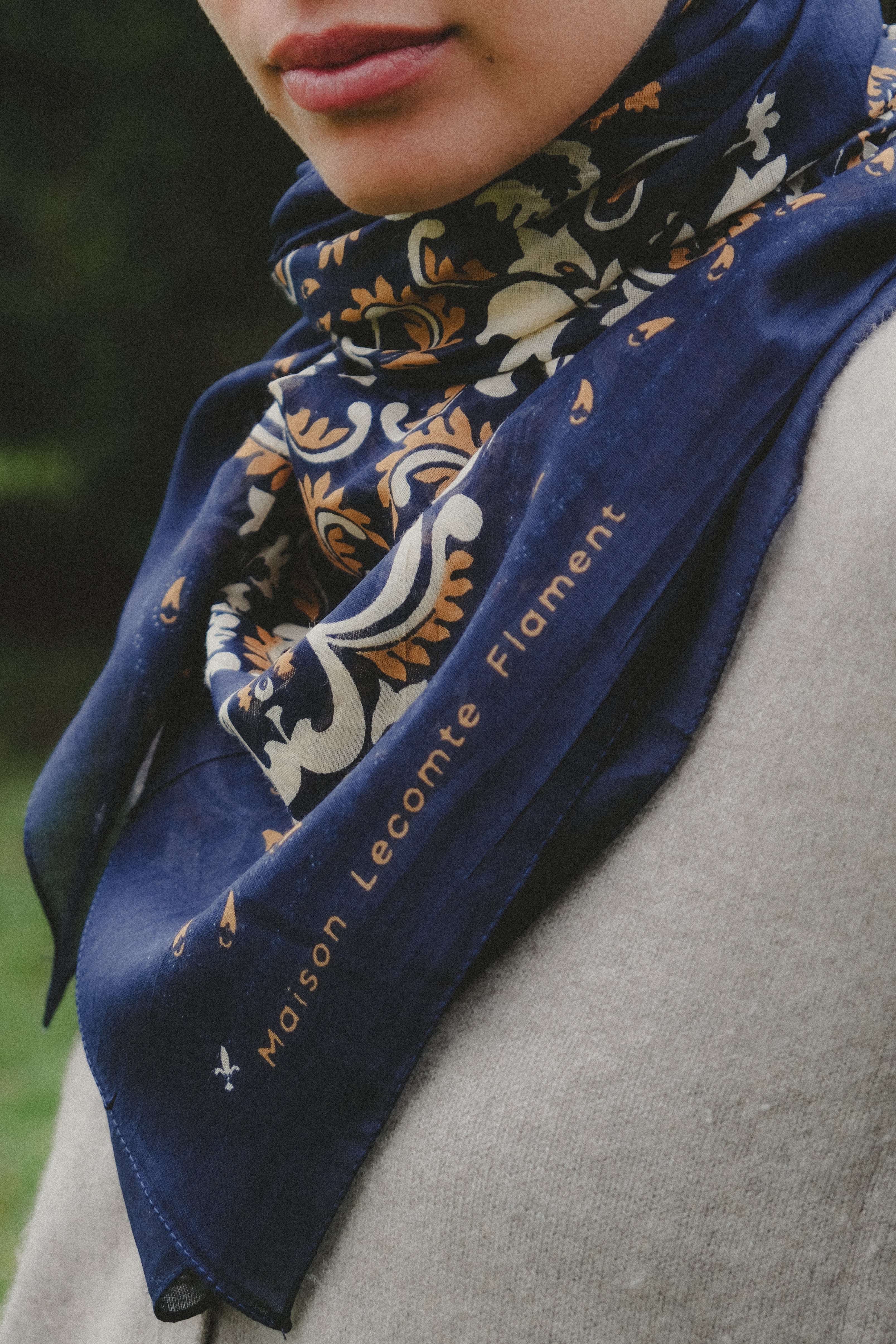 Bandana Flowers Navy coton