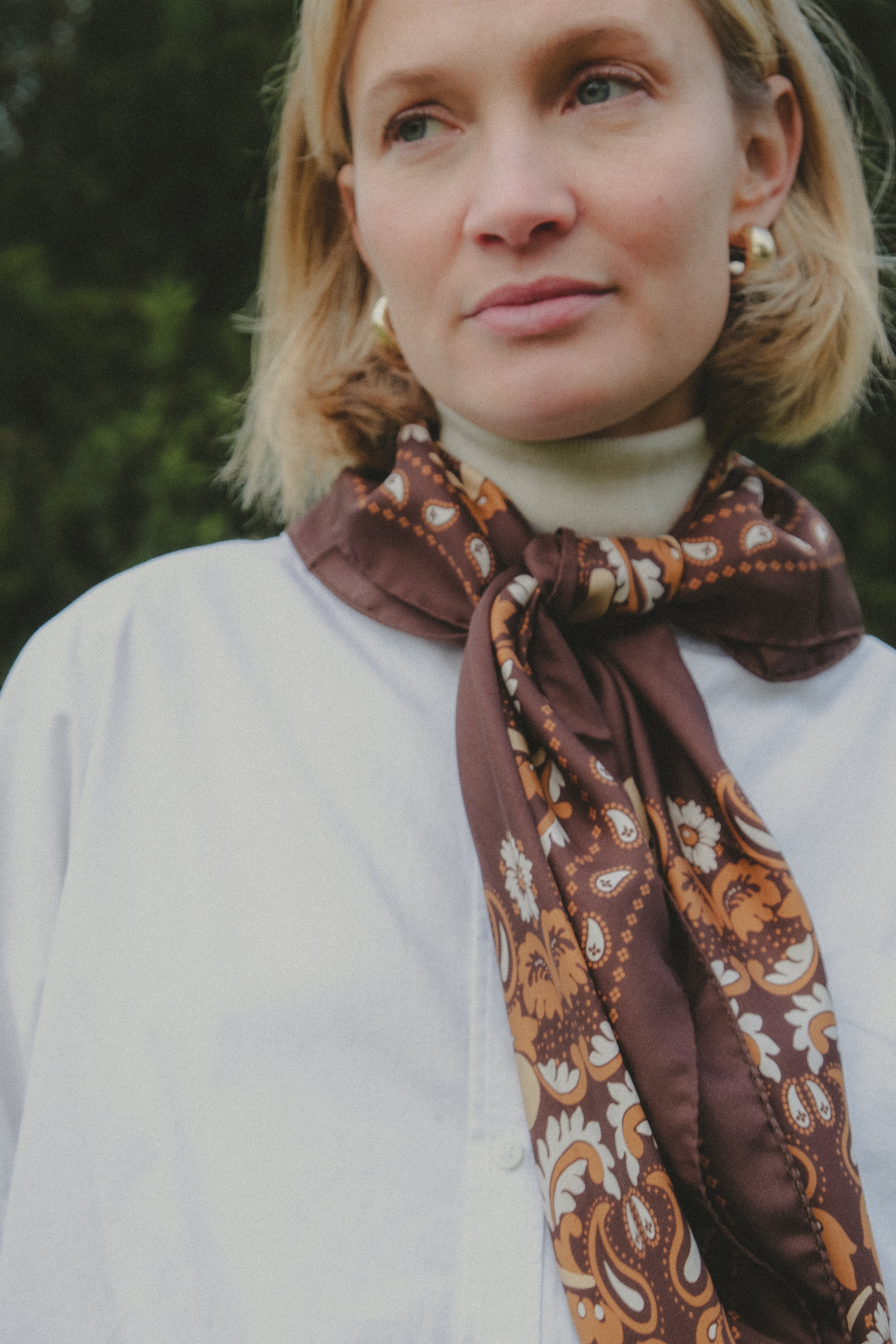 Bandana Flowers Chocolate Silk