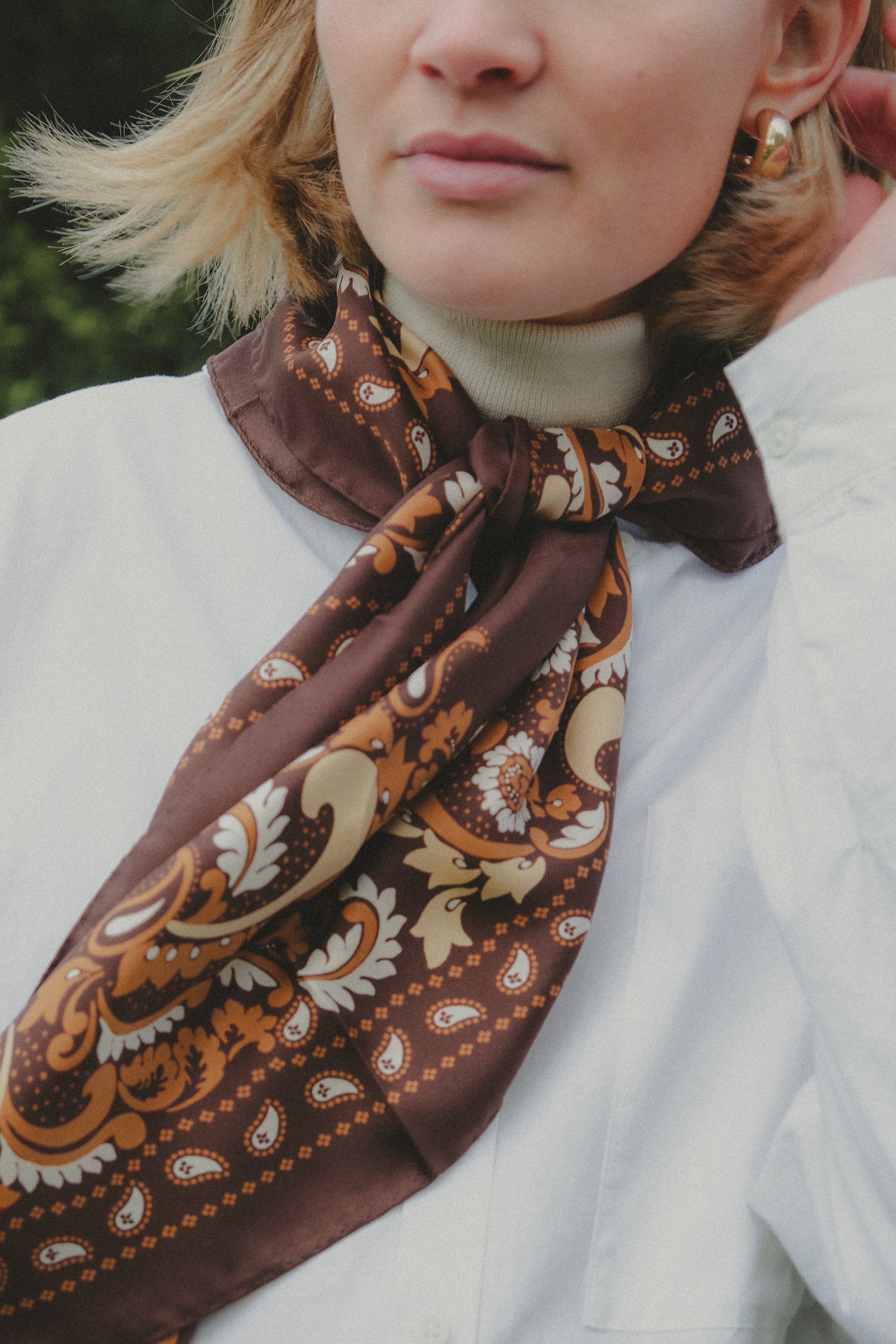 Bandana Flowers Chocolate Silk