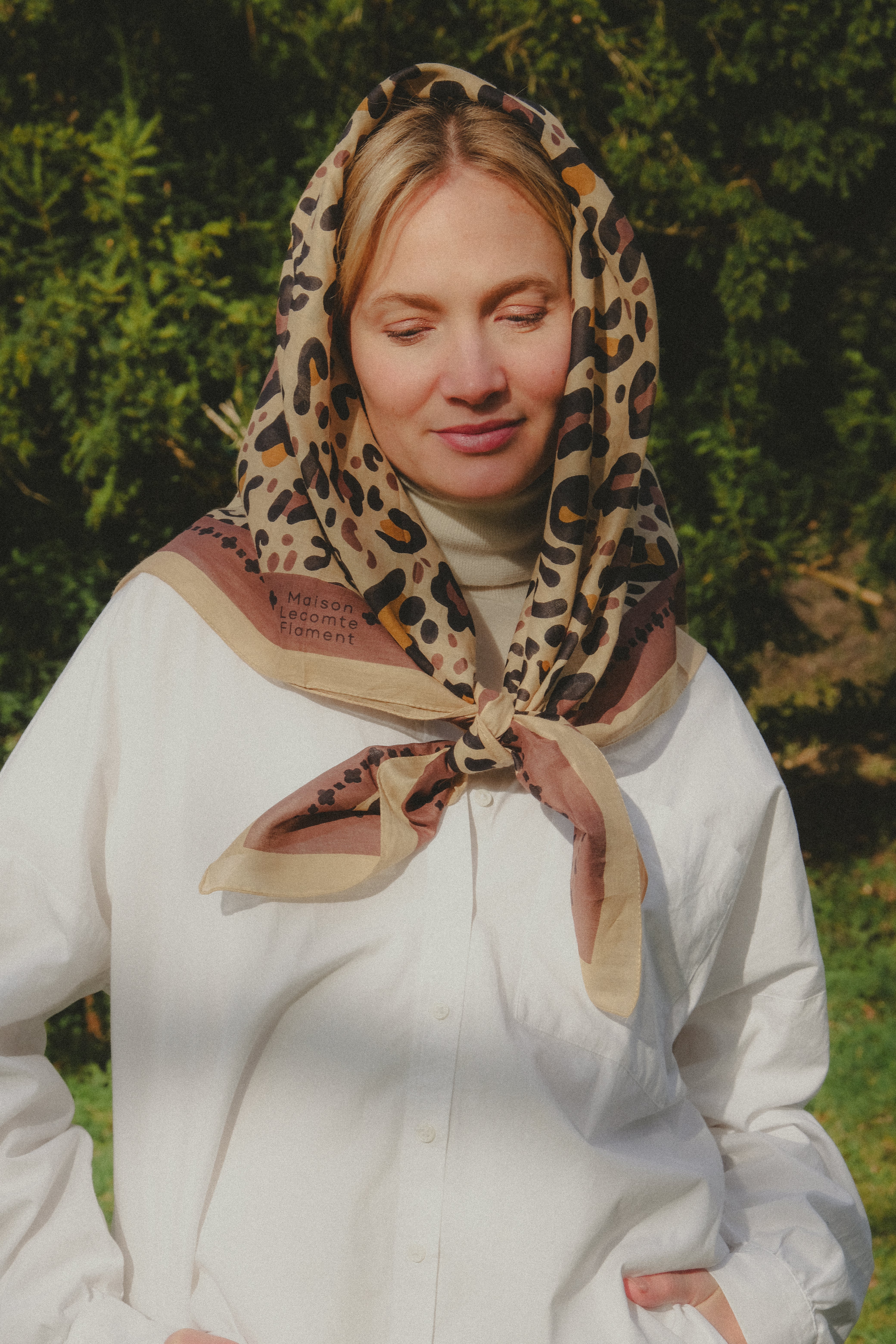 Foulard Léo Beige Chocolate coton