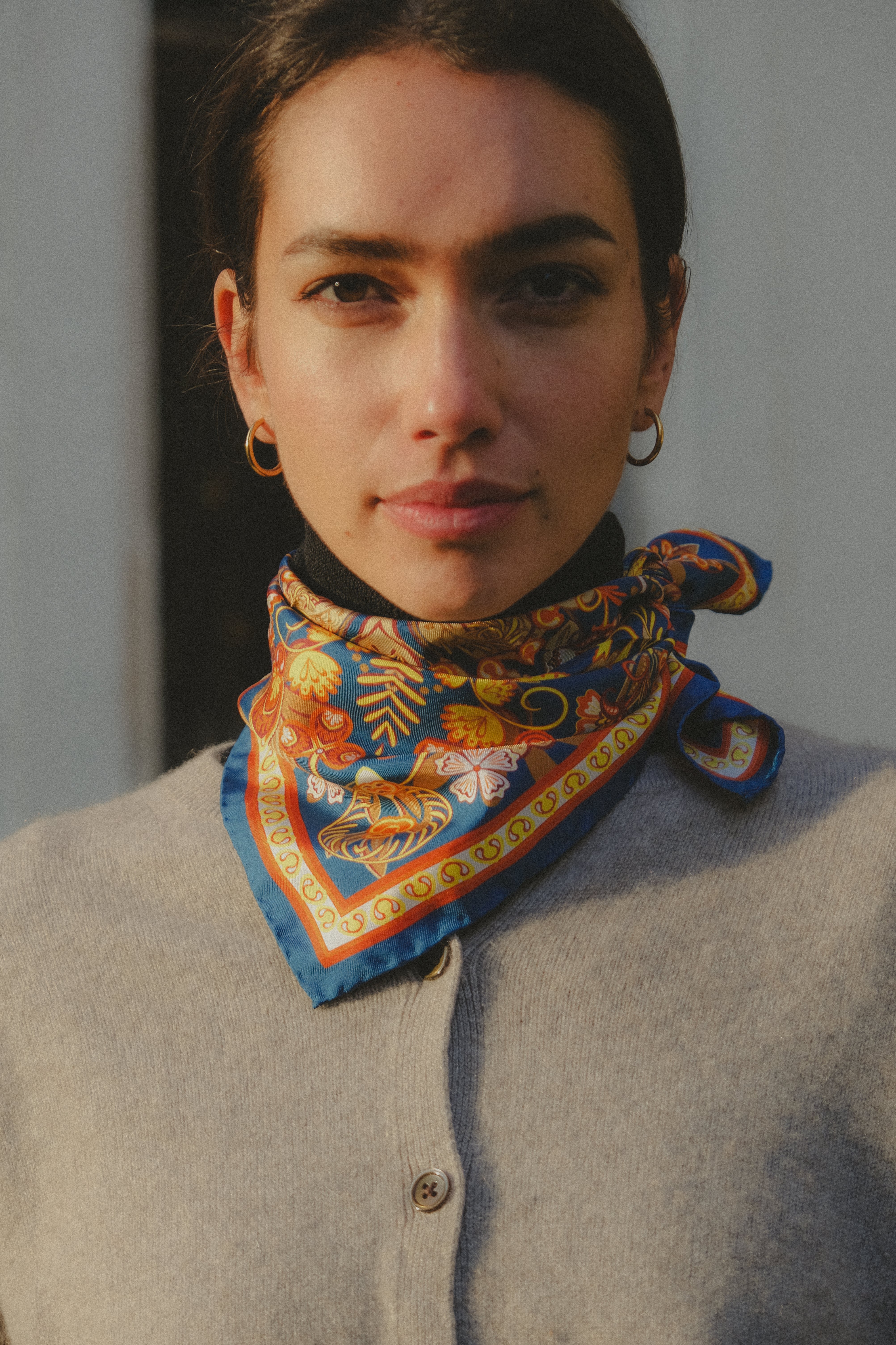 Small Scarf Volcanique Orange Silk