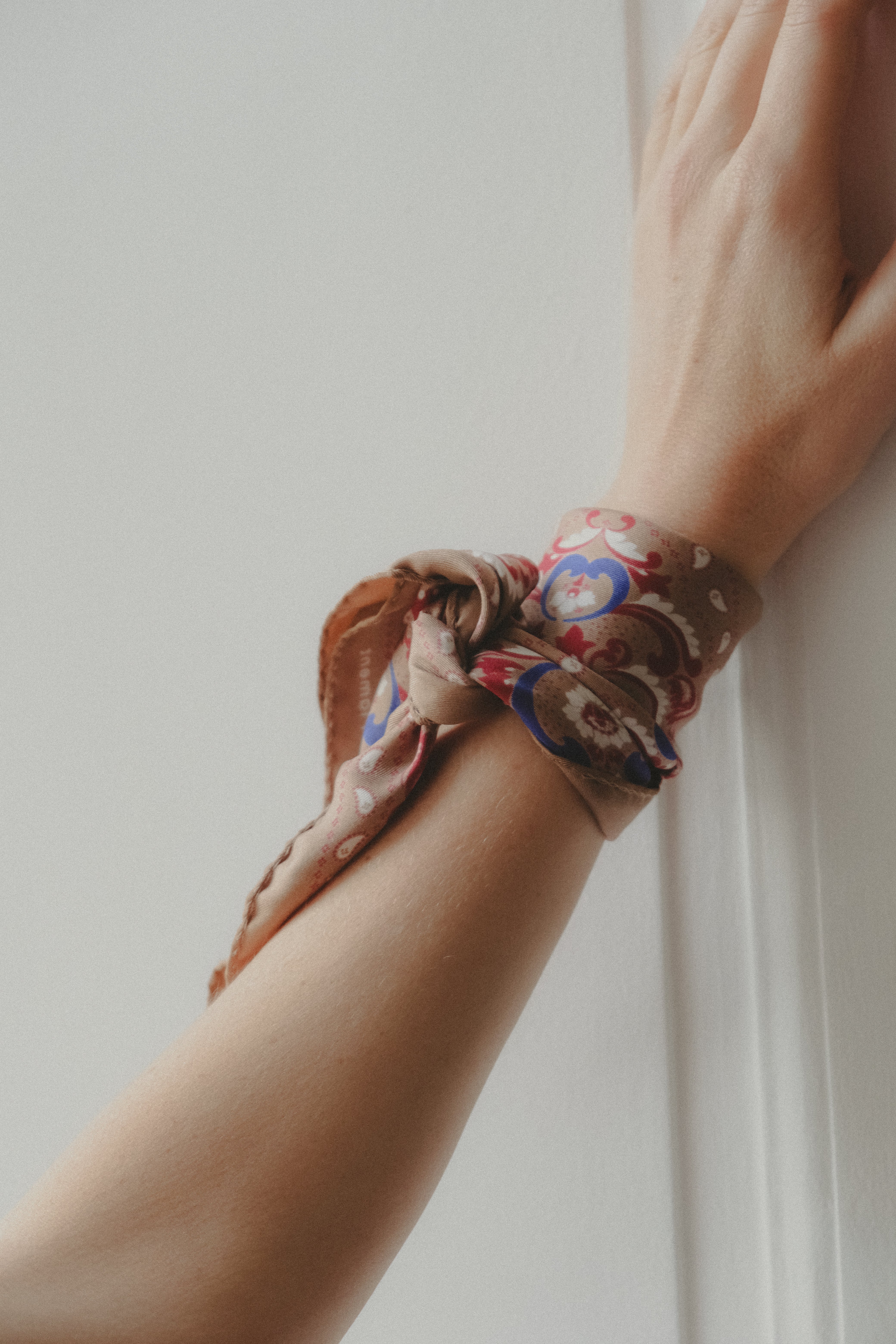 Small Bandana Flowers Camel Silk