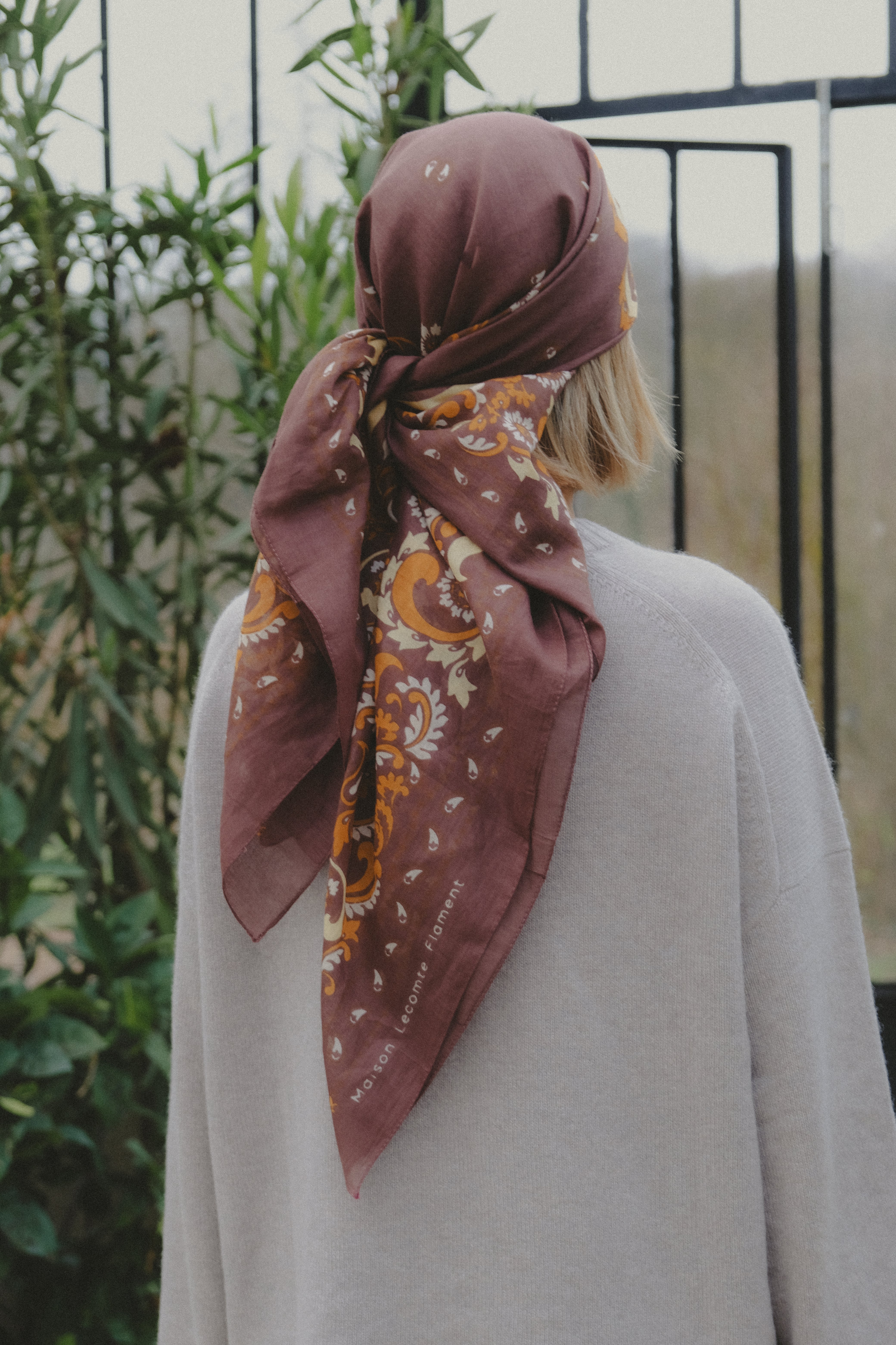 Bandana Flowers Chocolate coton