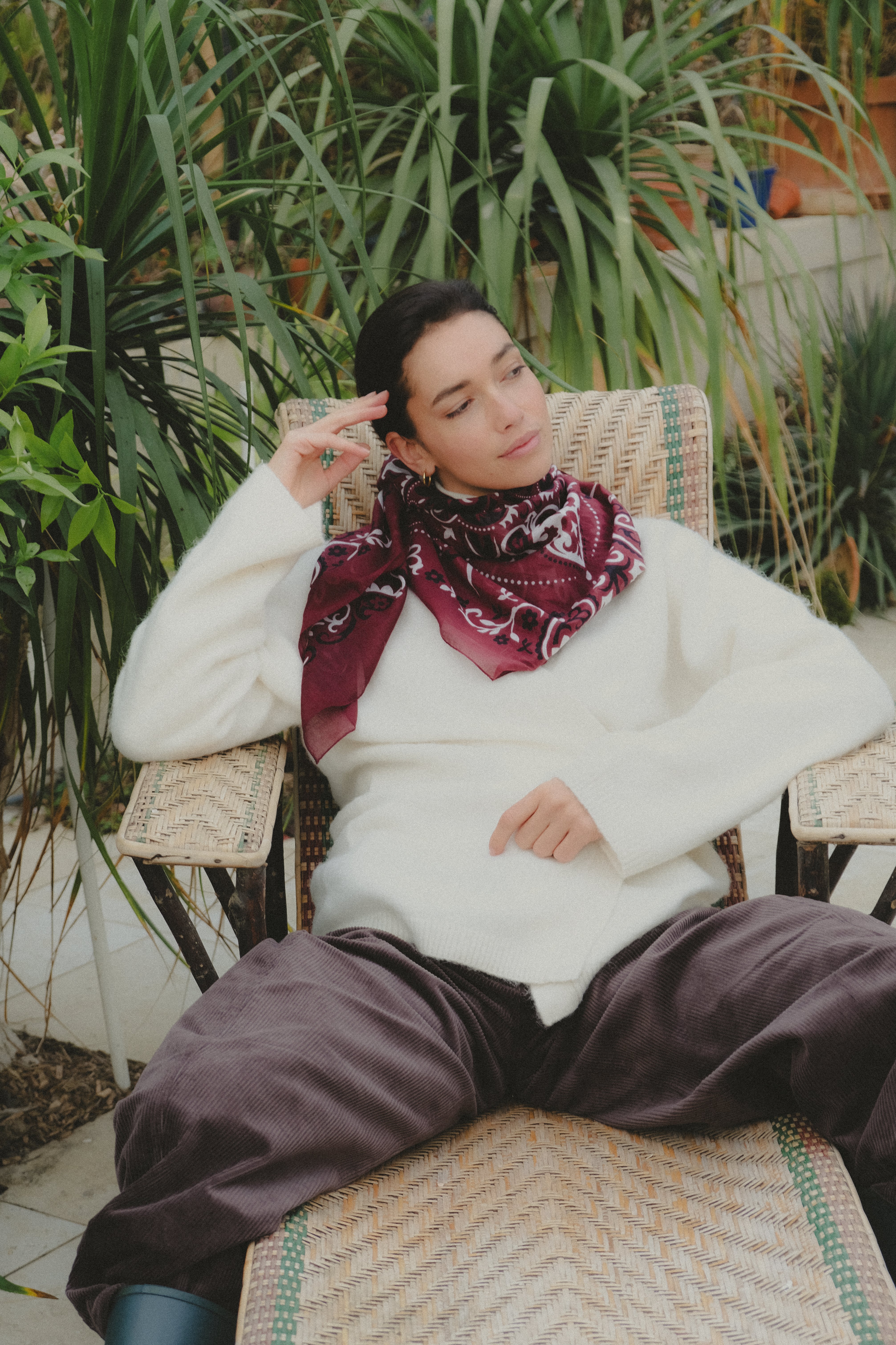 Foulard bandana bordeaux coton