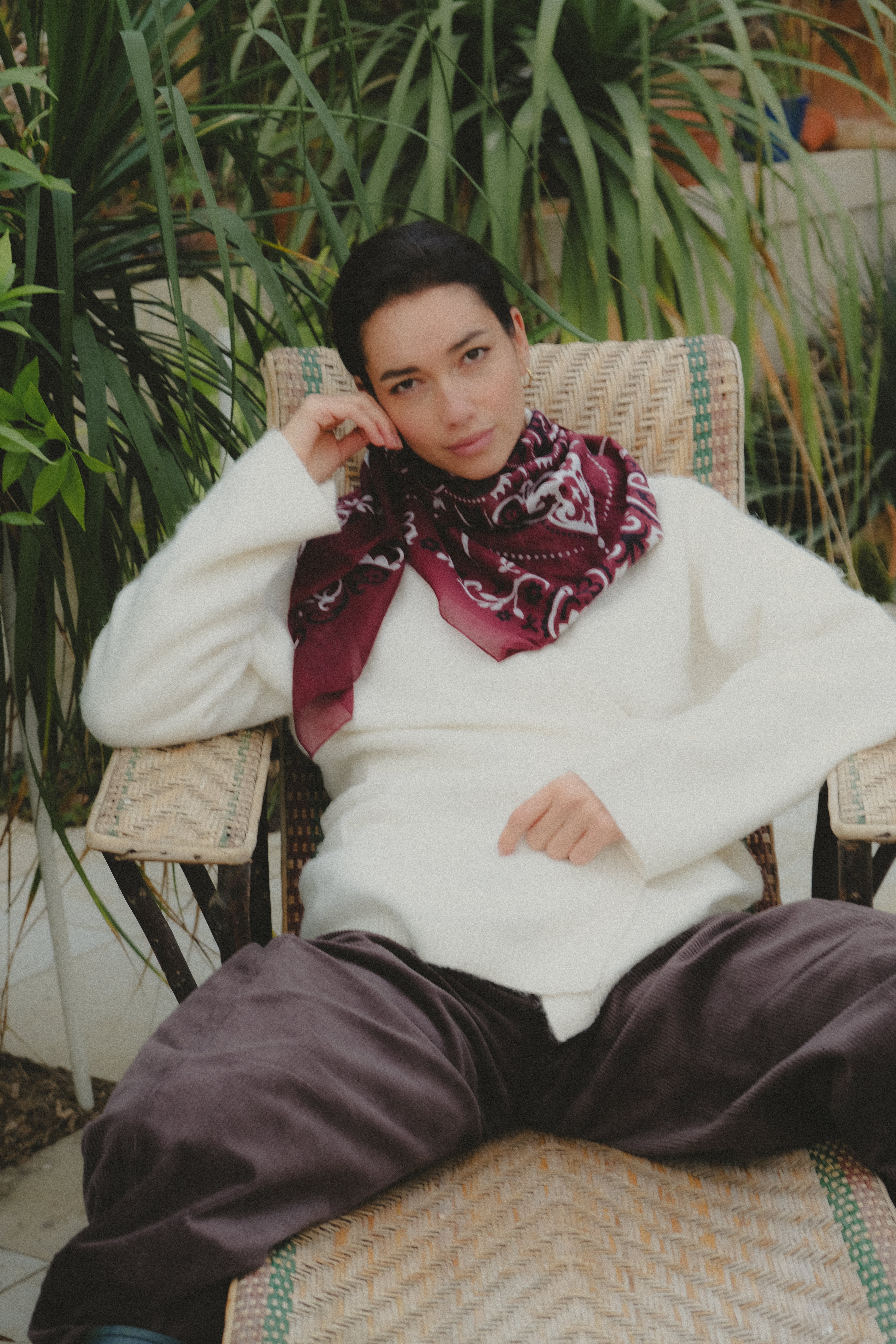 Foulard bandana bordeaux coton