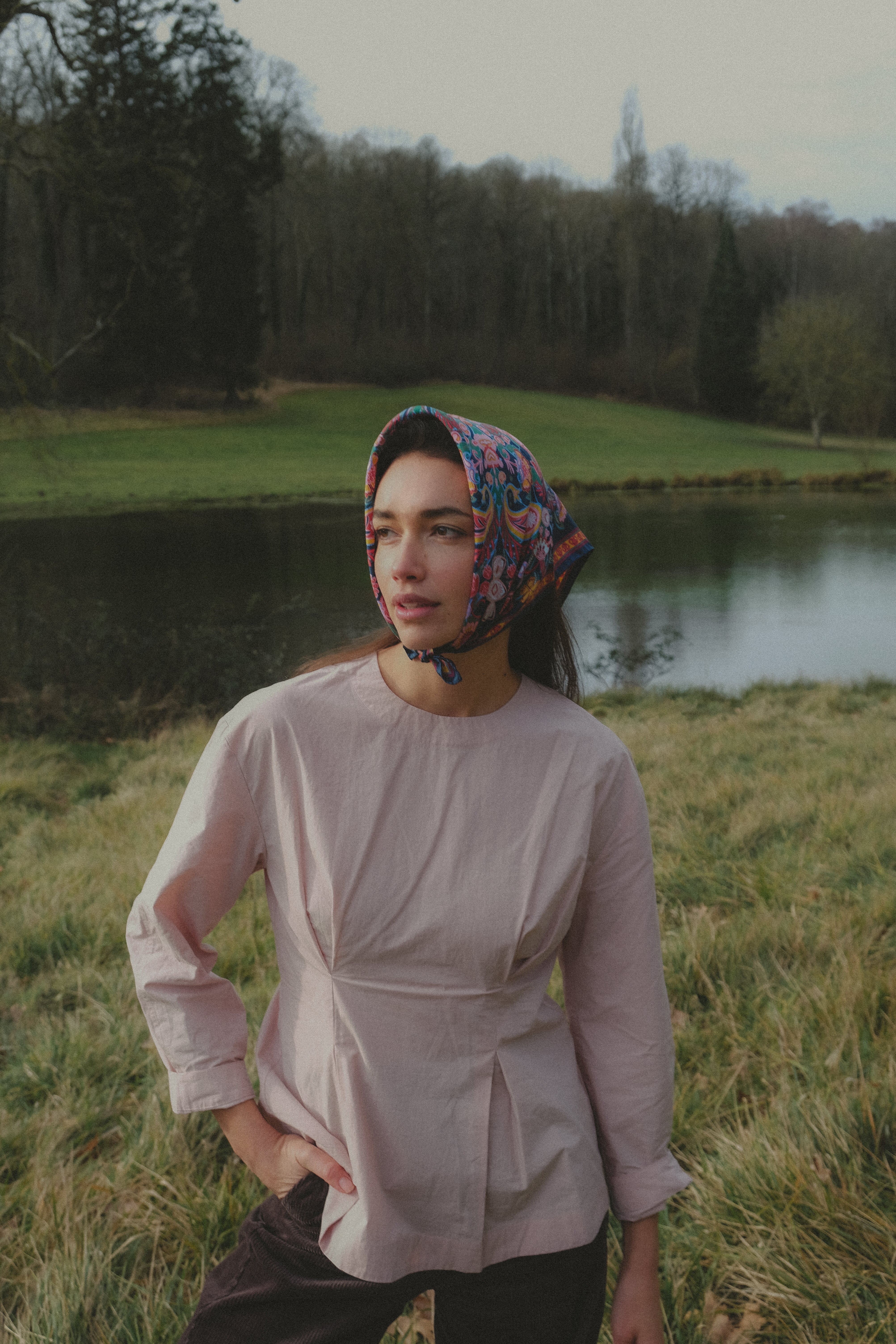 Small Scarf Volcanique Pink Silk